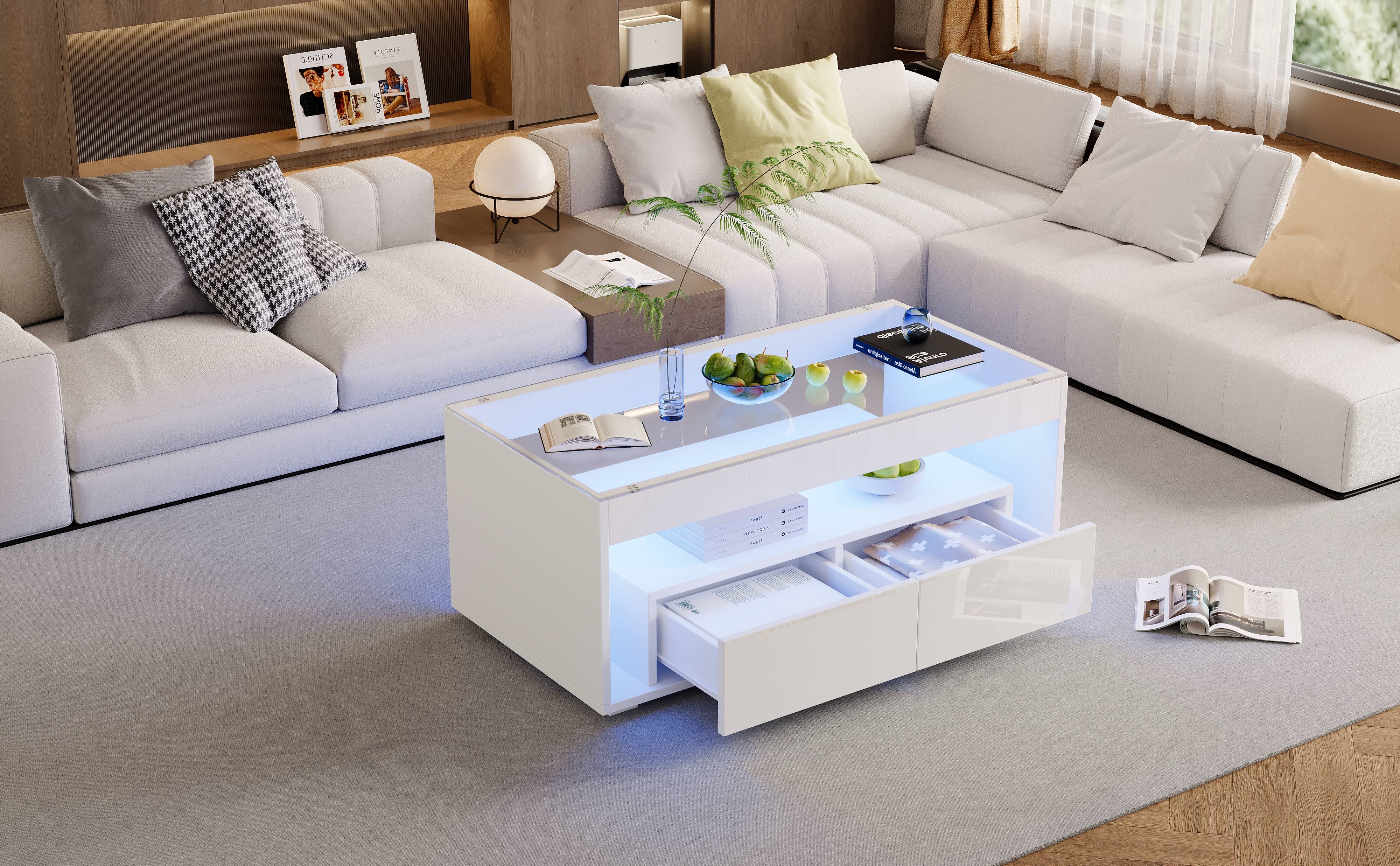 Table basse LED blanc vue 2