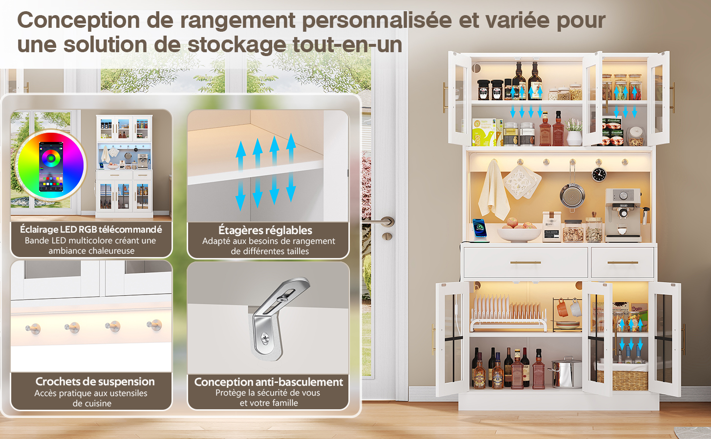 Meuble de cuisine design moderne avec rangement agrandi