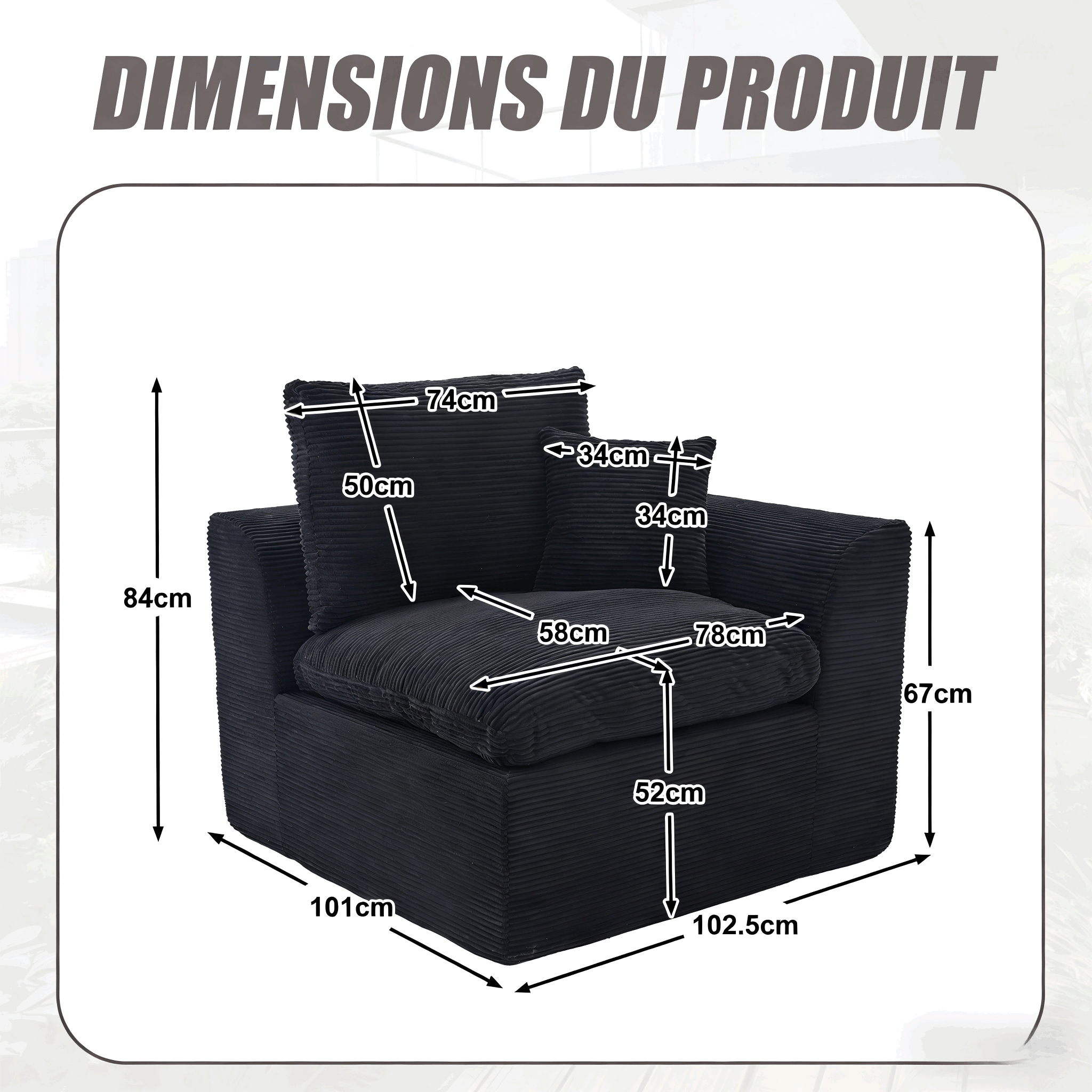 Design Minimaliste Fauteuil Scandinave Noir