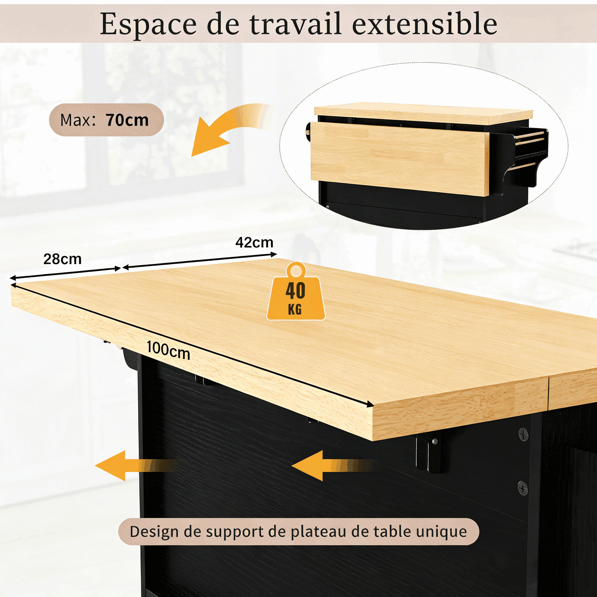 Table Extensible Cuisine Noir