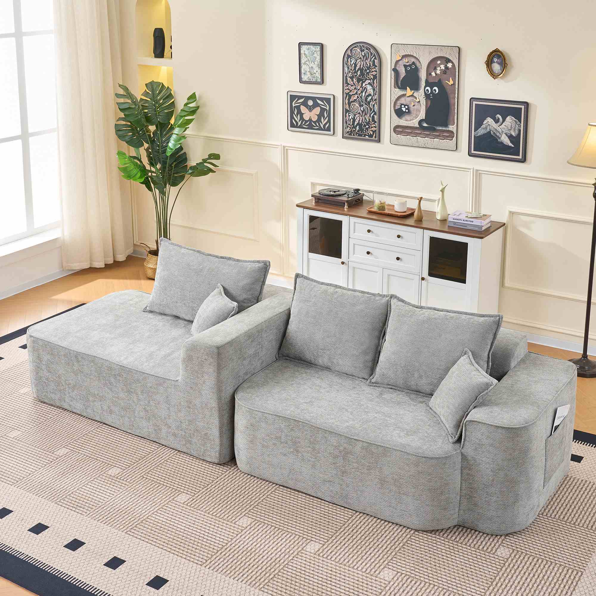 Sofa détail tissu chenille Grau