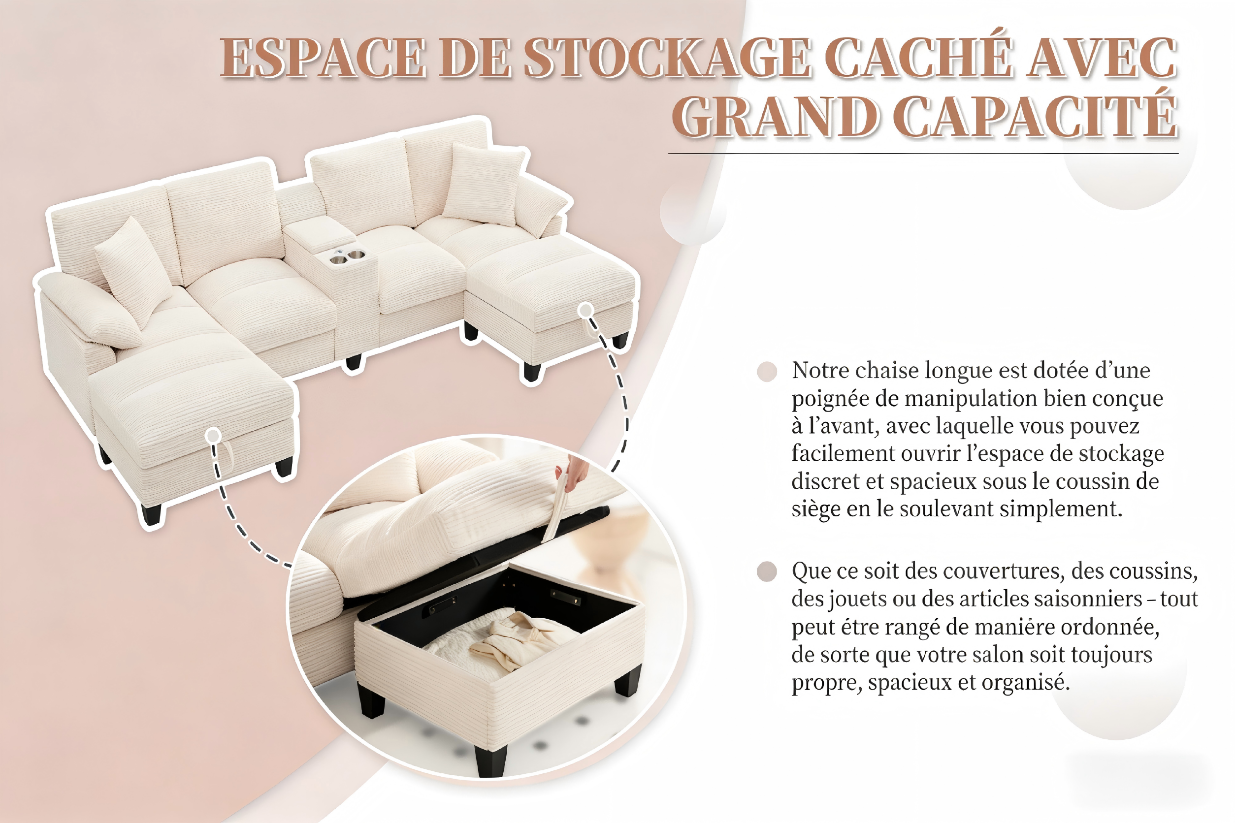 Confort ergonomique du canapé grand format
