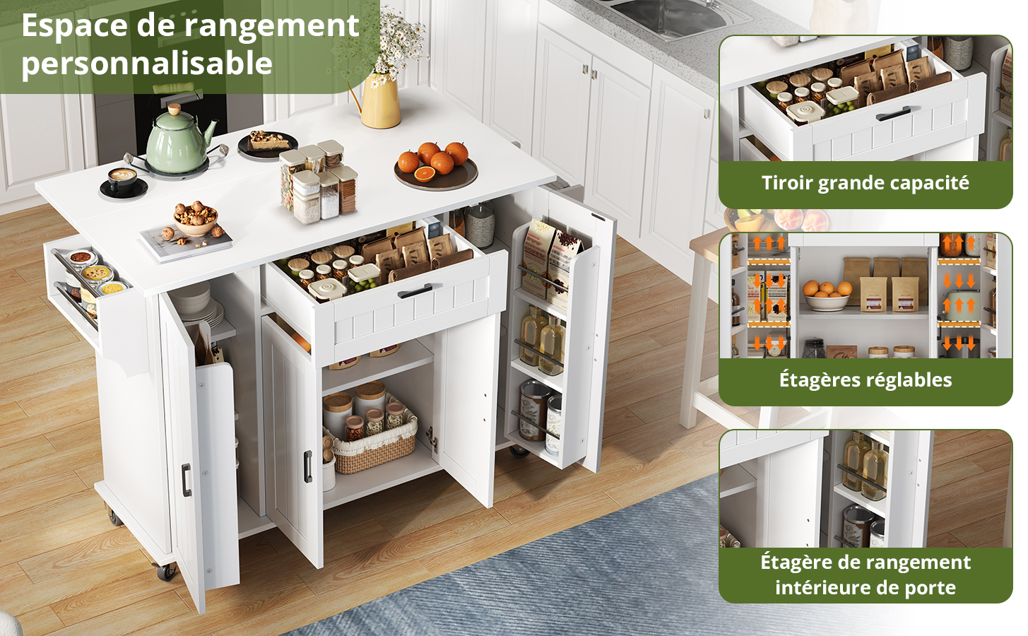 Chariot von cuisine mit Abmessungen ergonomiques