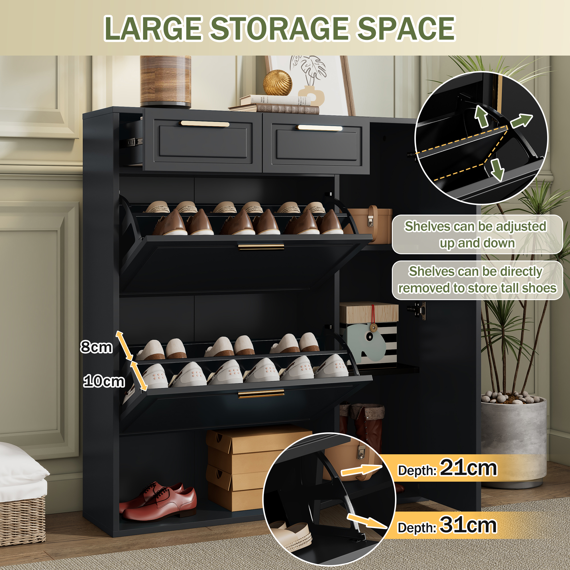 Armoire à chaussures étagères ajustables