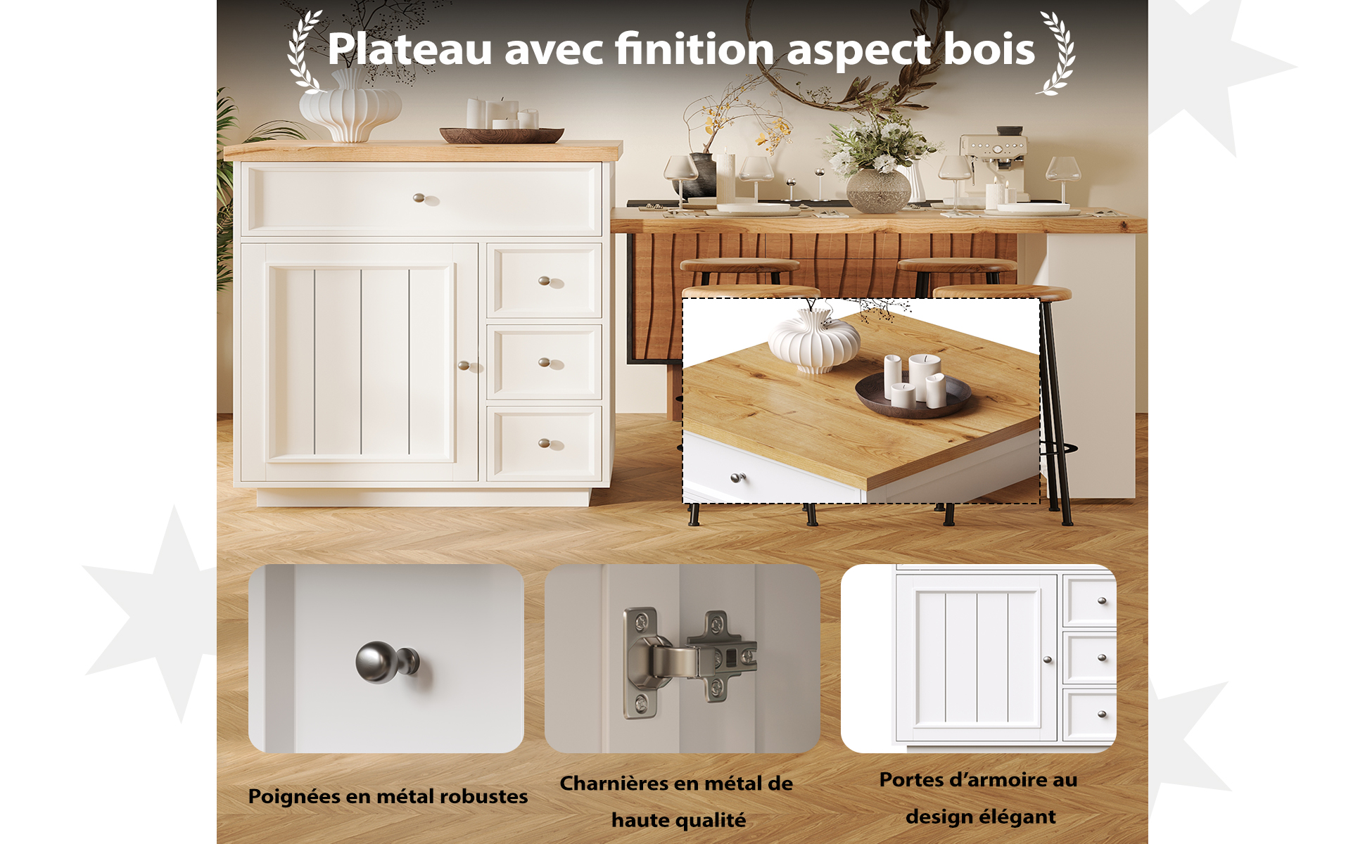 Îlot de cuisine extensible vue 2