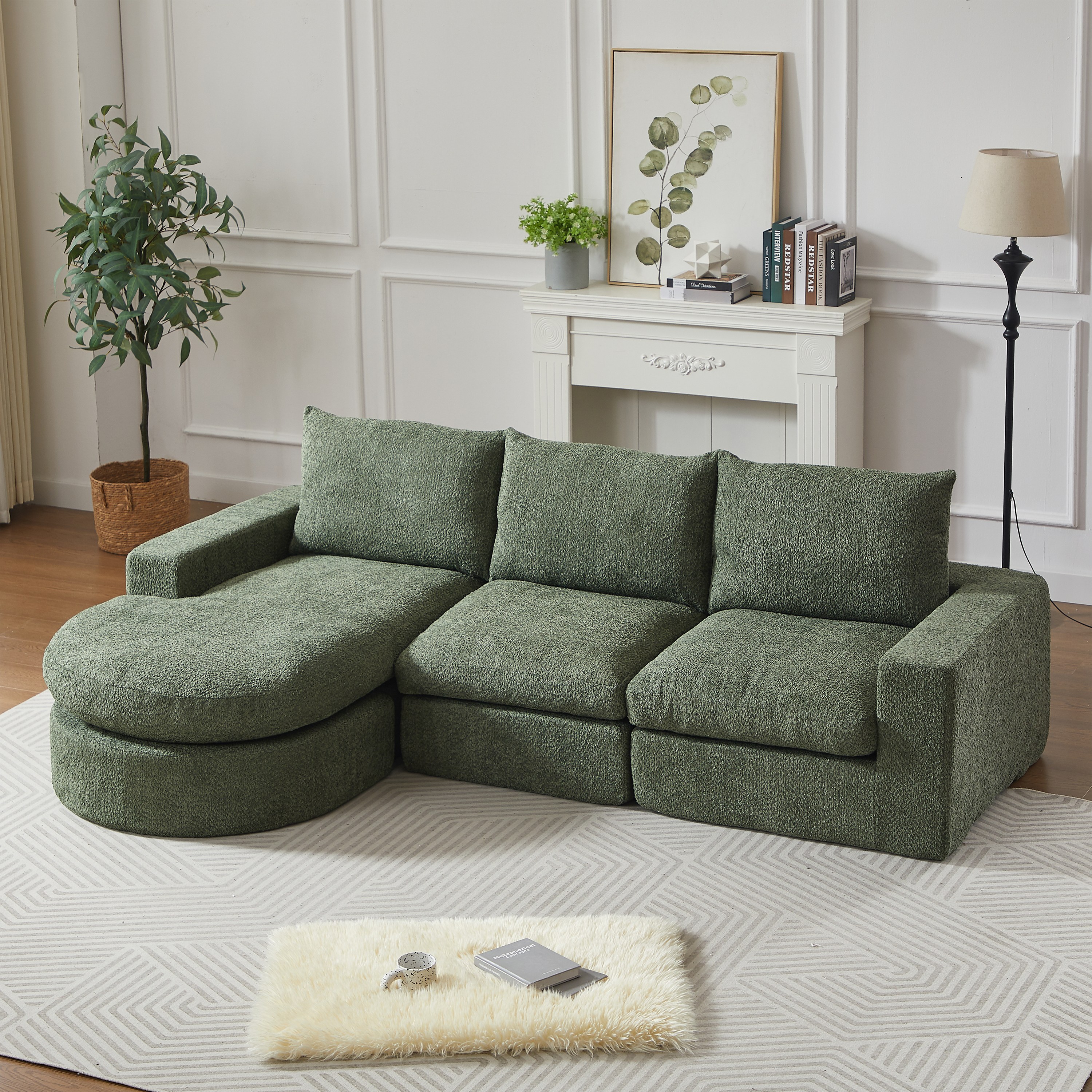 Canapé chenille double coussin confort élégant