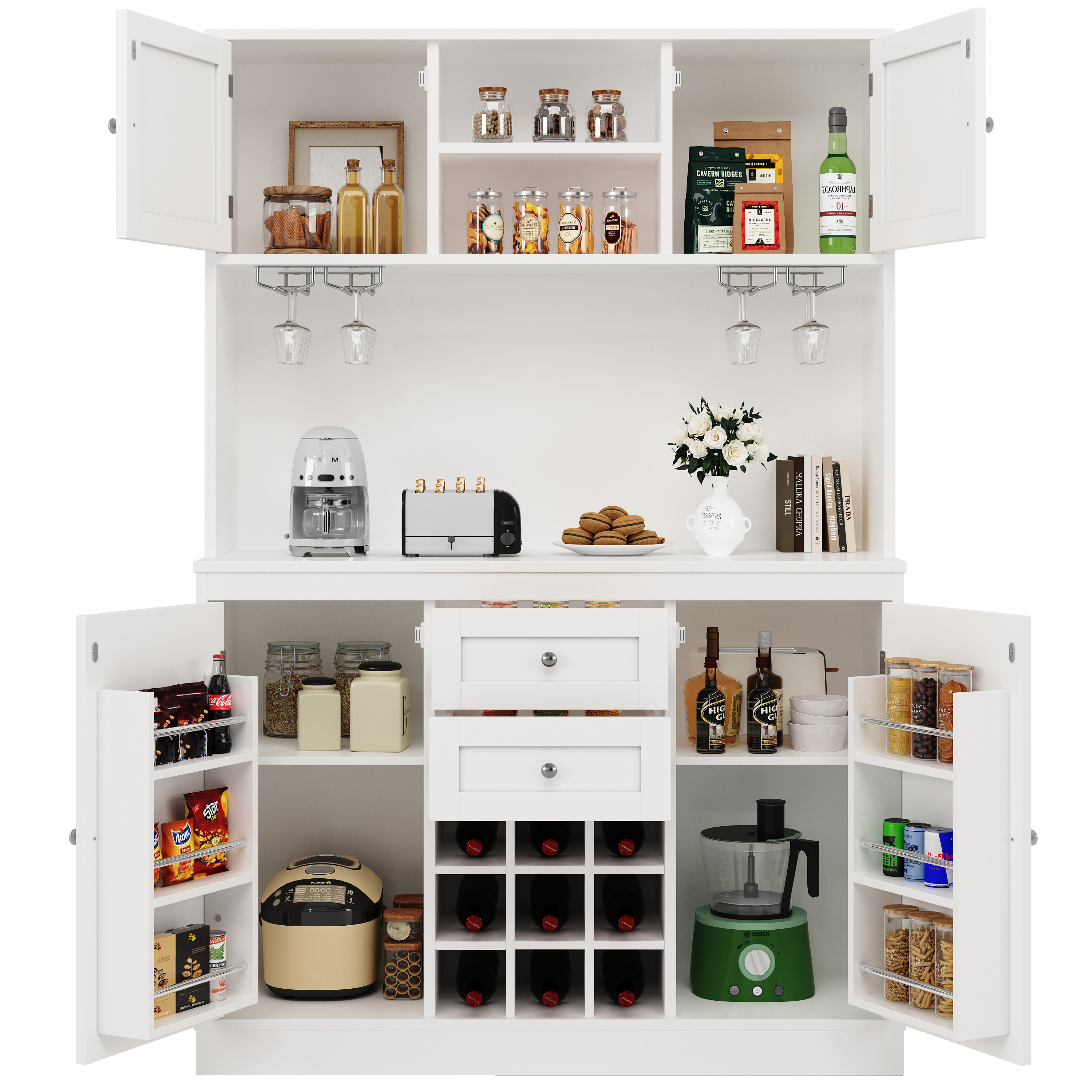 Meuble cuisine blanc anti-basculement