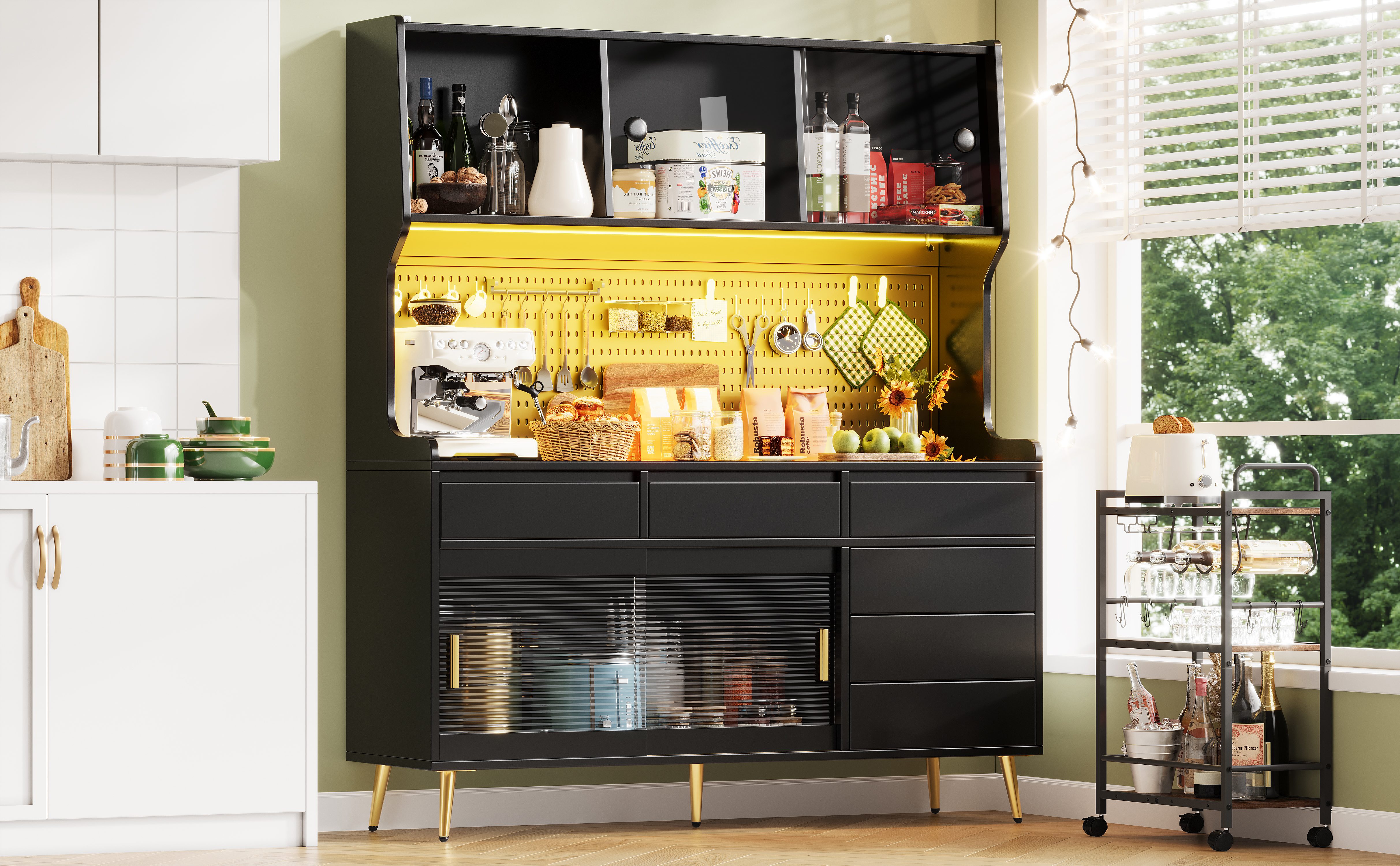 Hochschrank cuisine design moderne verre cannelé