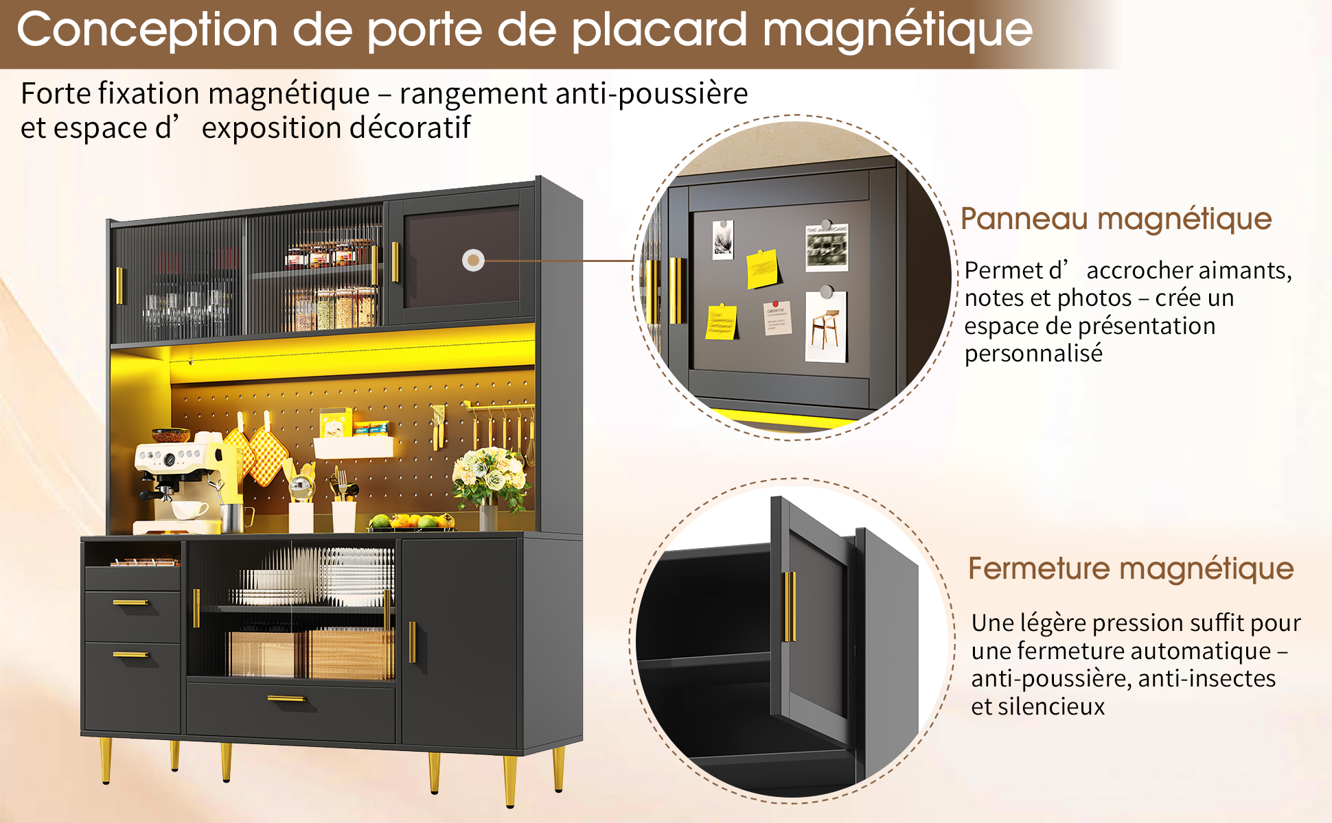 Buffet noir et or vue 4