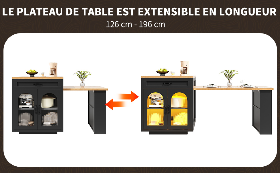 Îlot de cuisine espace de rangement 2 tiroirs