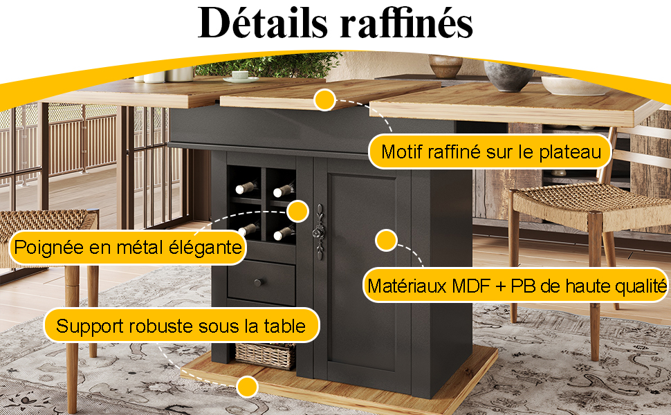 Table extensible avec grande surface de travail