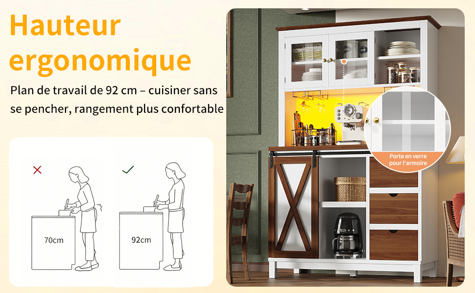 Placard avec surface de travail ergonomique