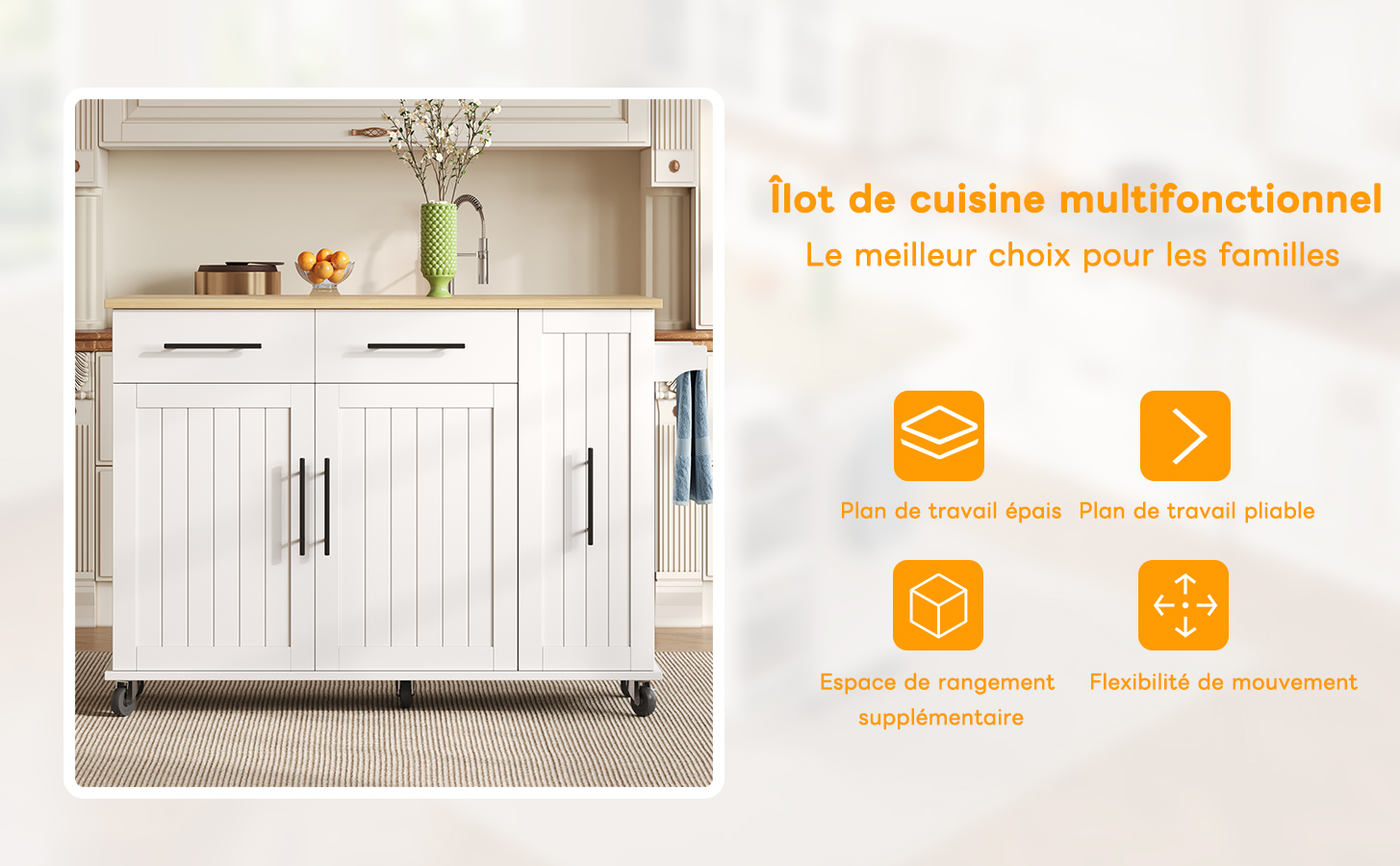 Chariot de cuisine roues verrouillables mobile