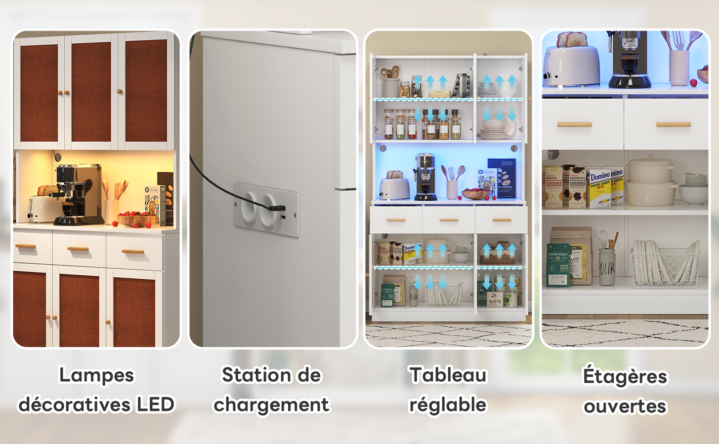 Buffet avec prise électrique intégrée et ports USB