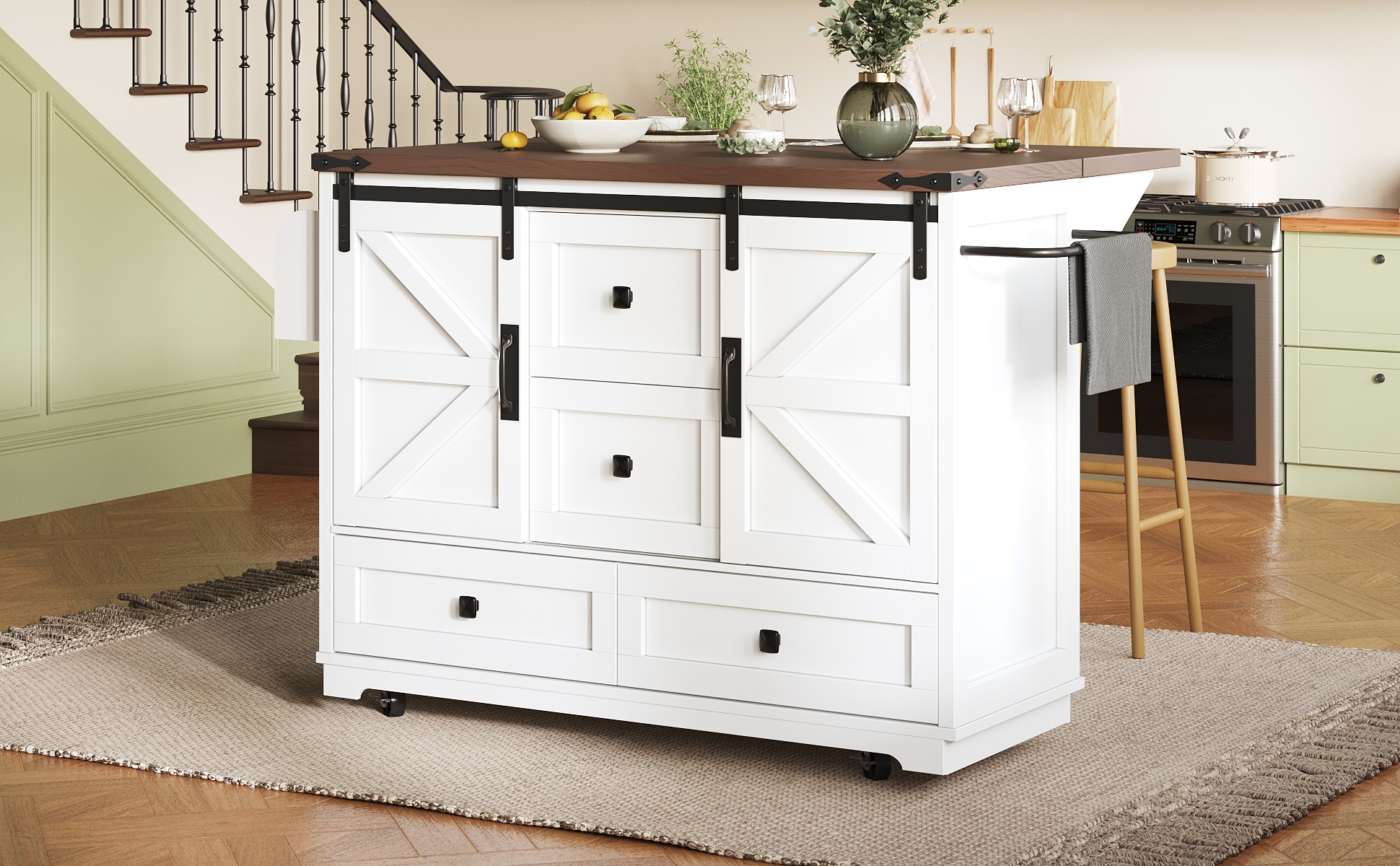 Chariot de cuisine design barn door