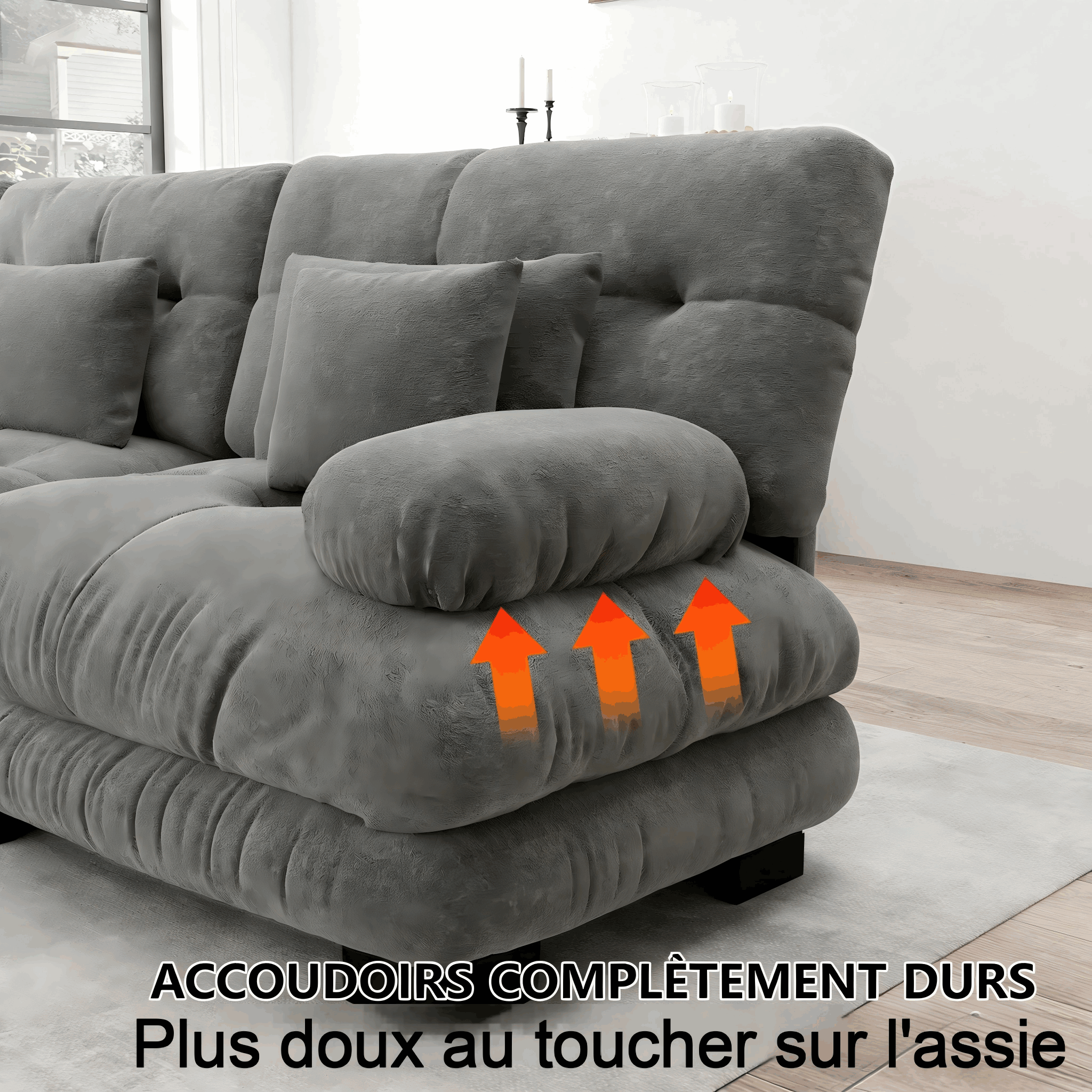 Canapé gris avec personne assise