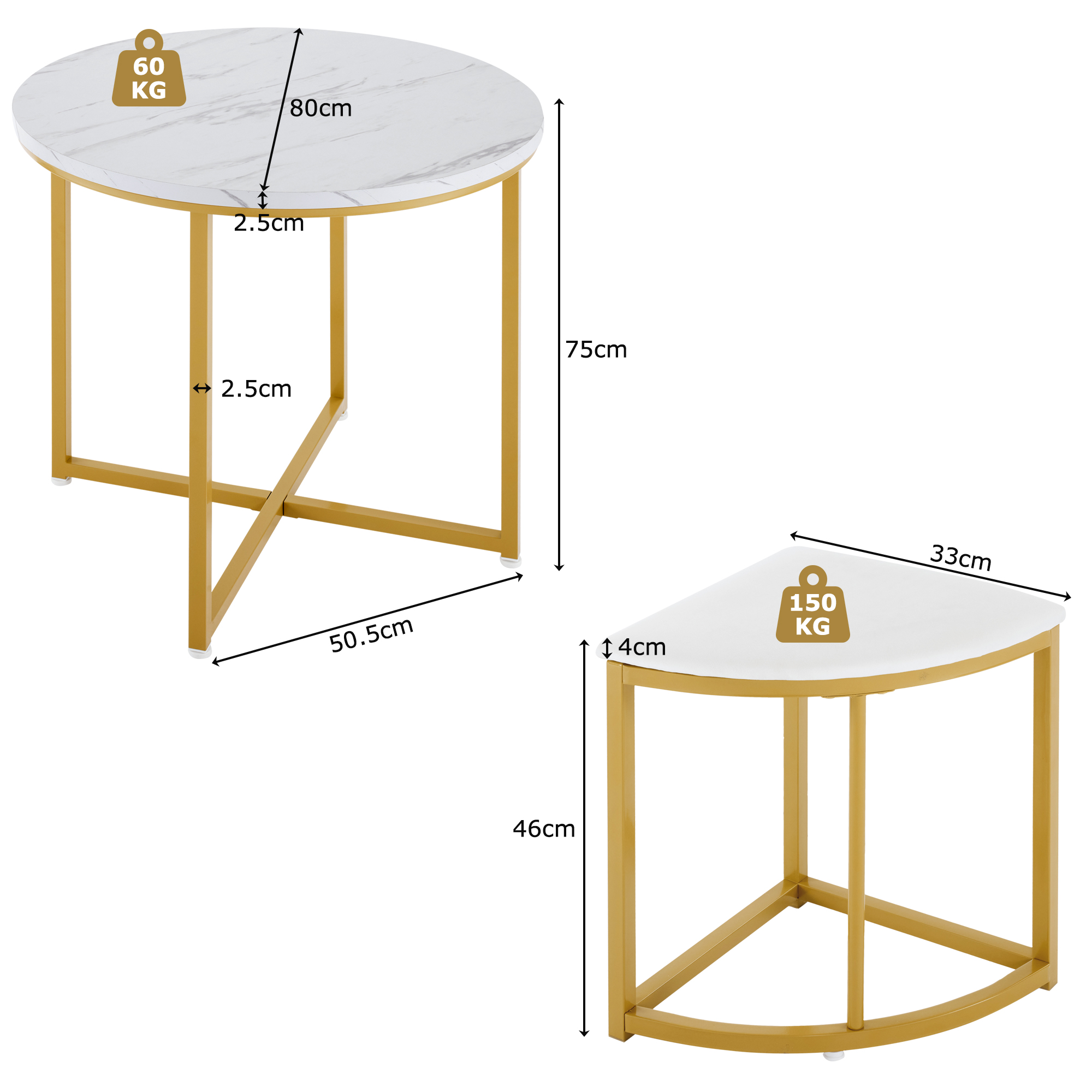 Set de Table à Manger Blanc Vue Générale - 4 Chaises Velours