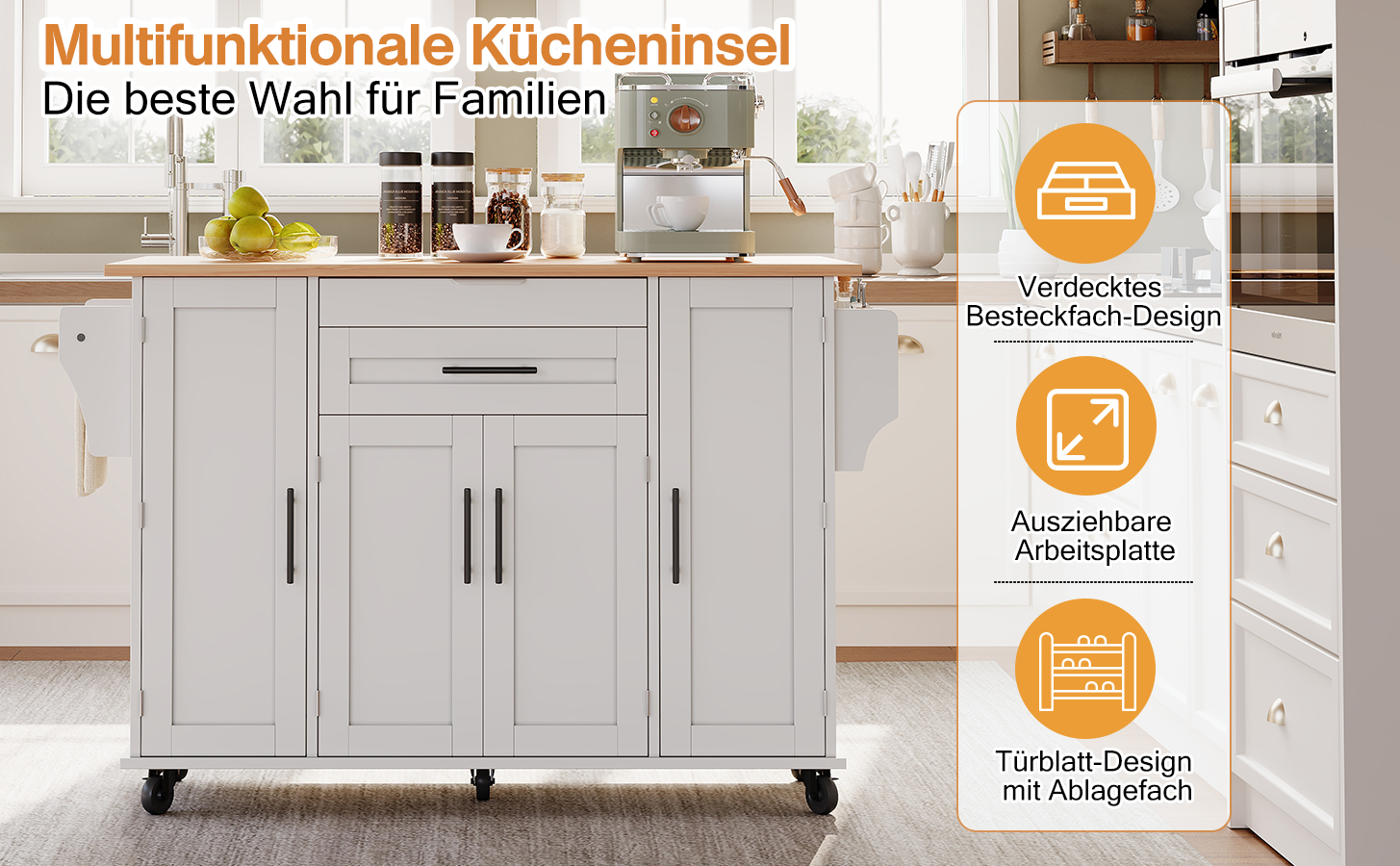 Innenaufbau mit verstellbaren Einlegeböden und Fächern