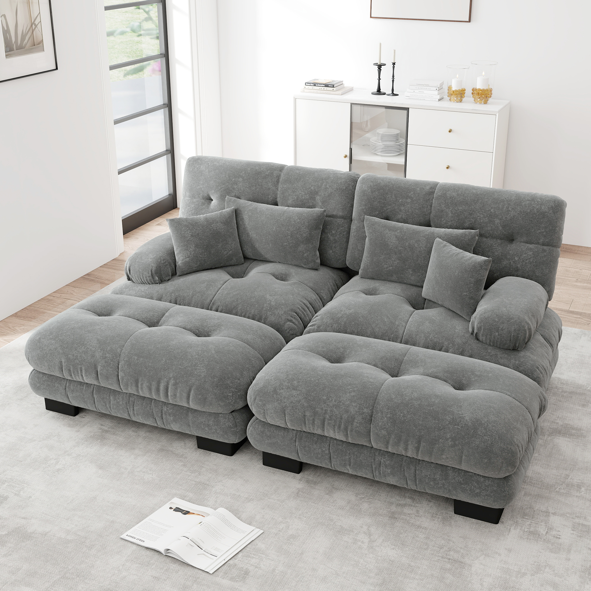 Canapé modulaire gris configuration U L ou droite
