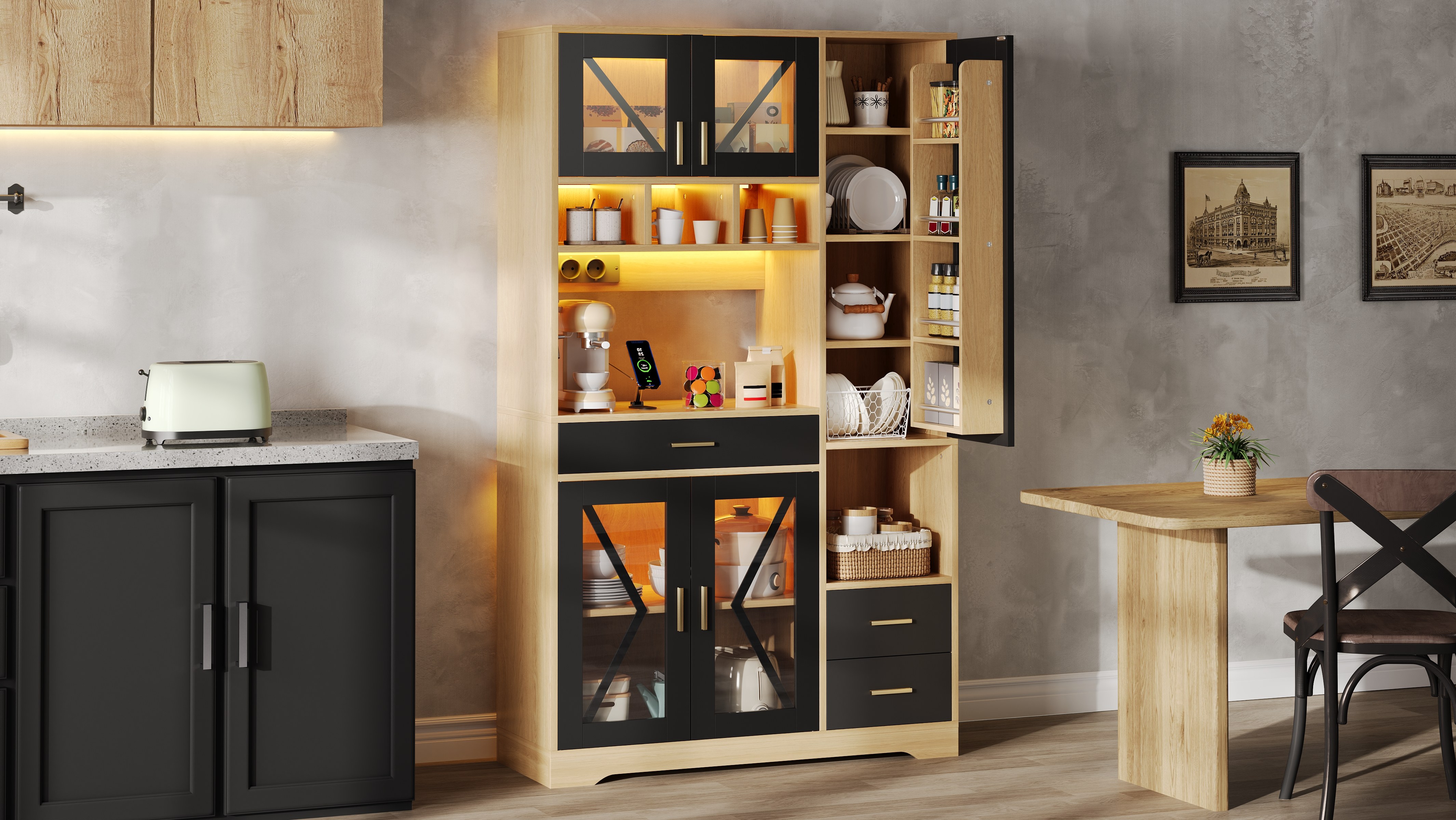 Buffet cuisine avec rangement optimisé