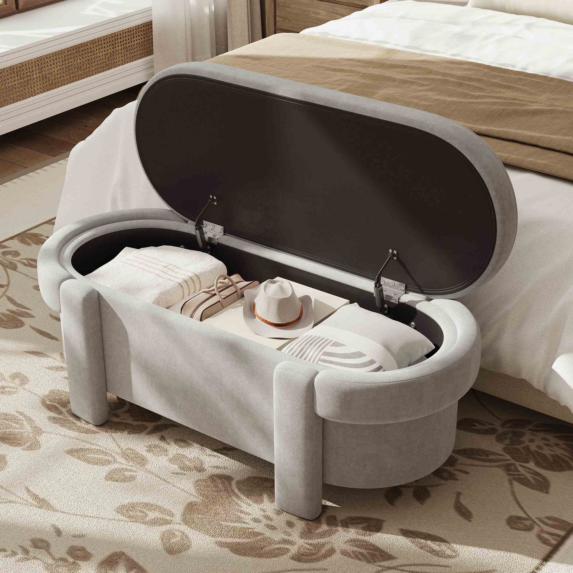 Banc rangement gris - Vue générale