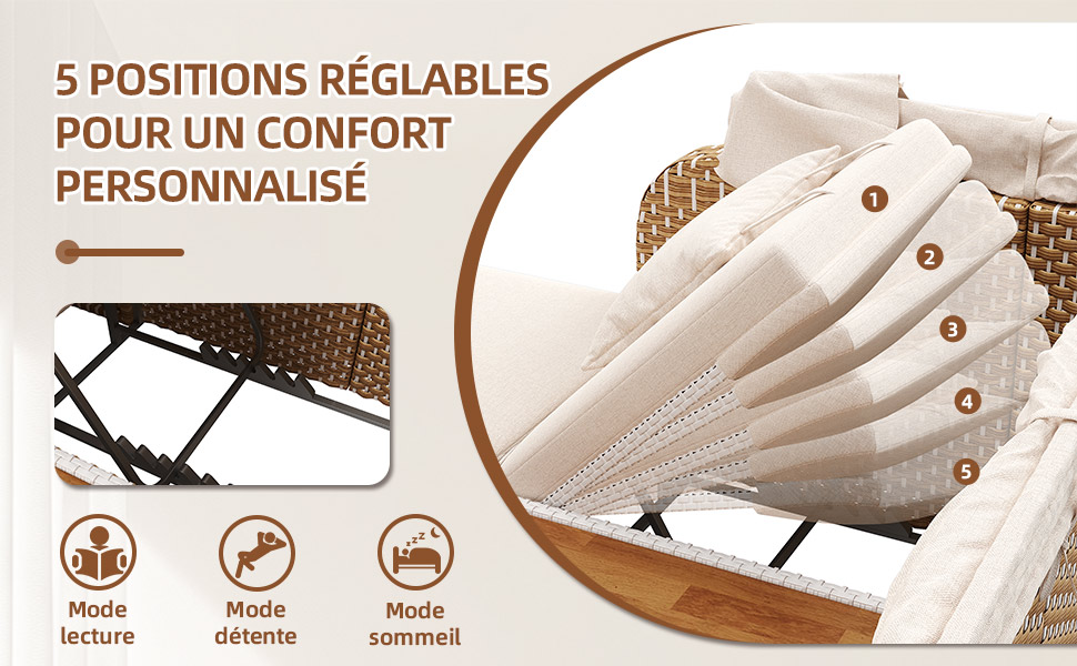 Canapé extérieur dossier réglable confort optimal