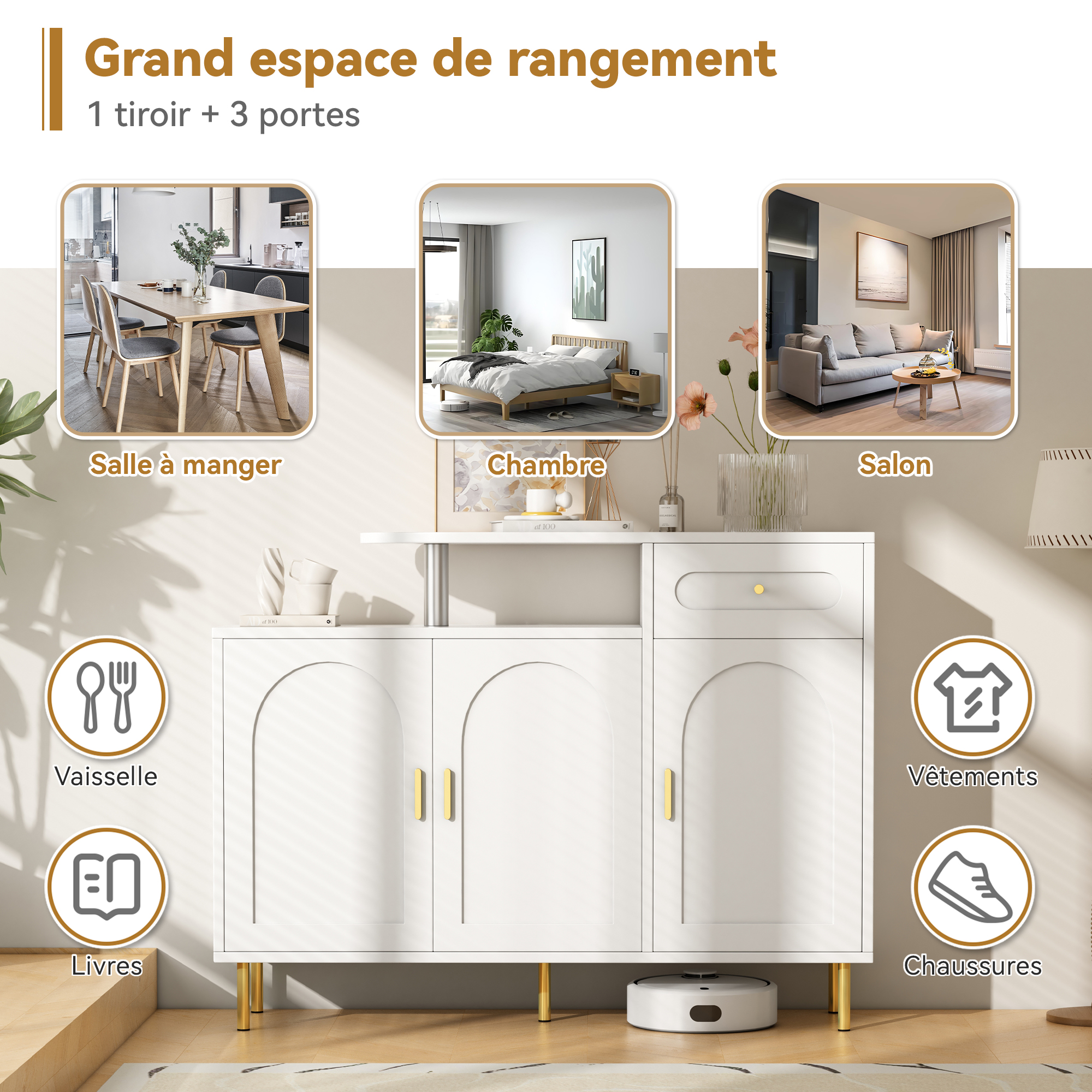 Commode avec 1 tiroir et 3 portes