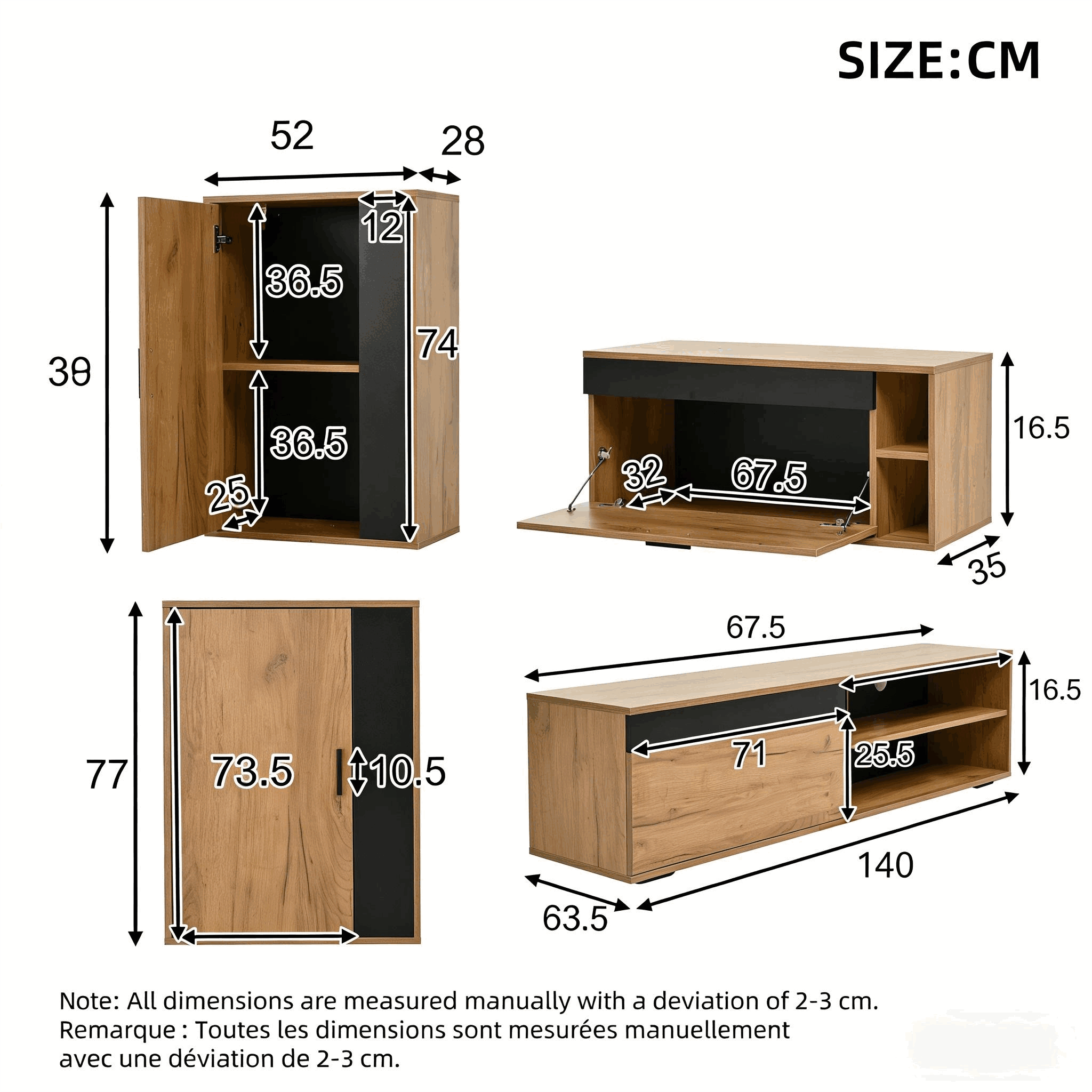 Rangement Polyvalent Meuble TV, Espaces pour Multimédia & Décorations