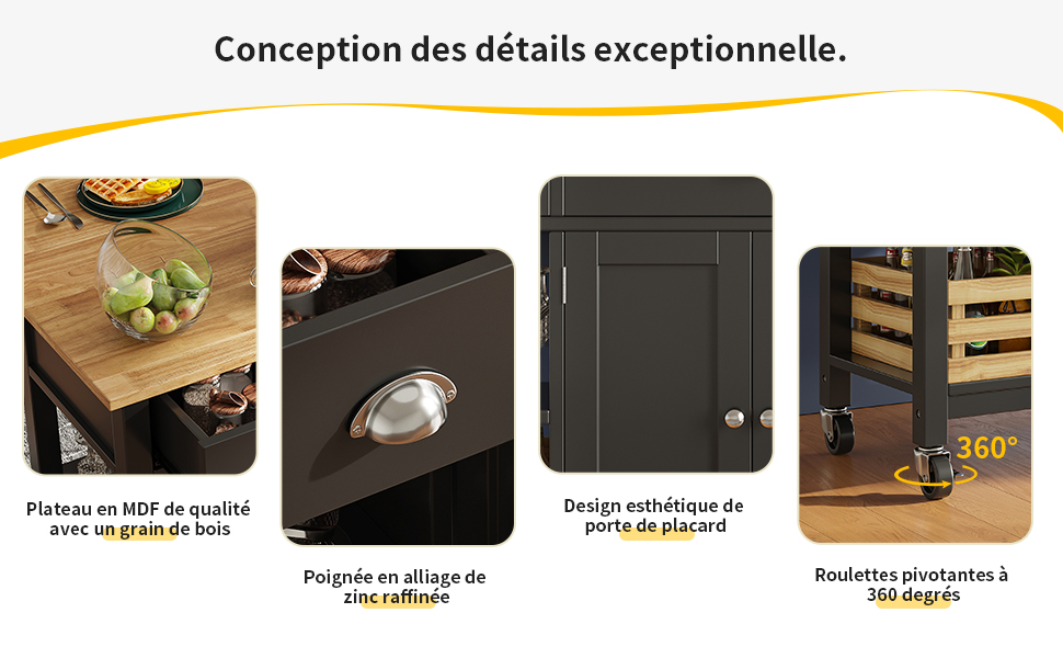 Îlot de cuisine espace de rangement extensible