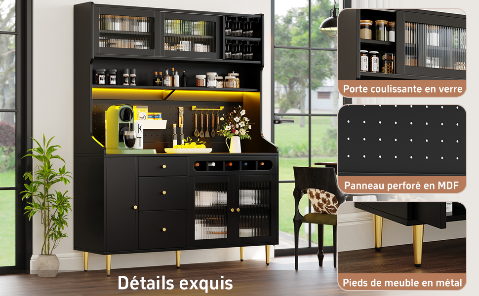 Hochschrank porte coulissante en verre
