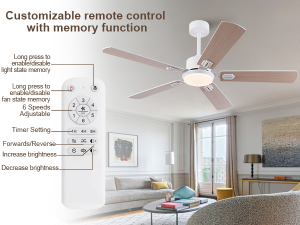 Ventilateur plafond pales double bois