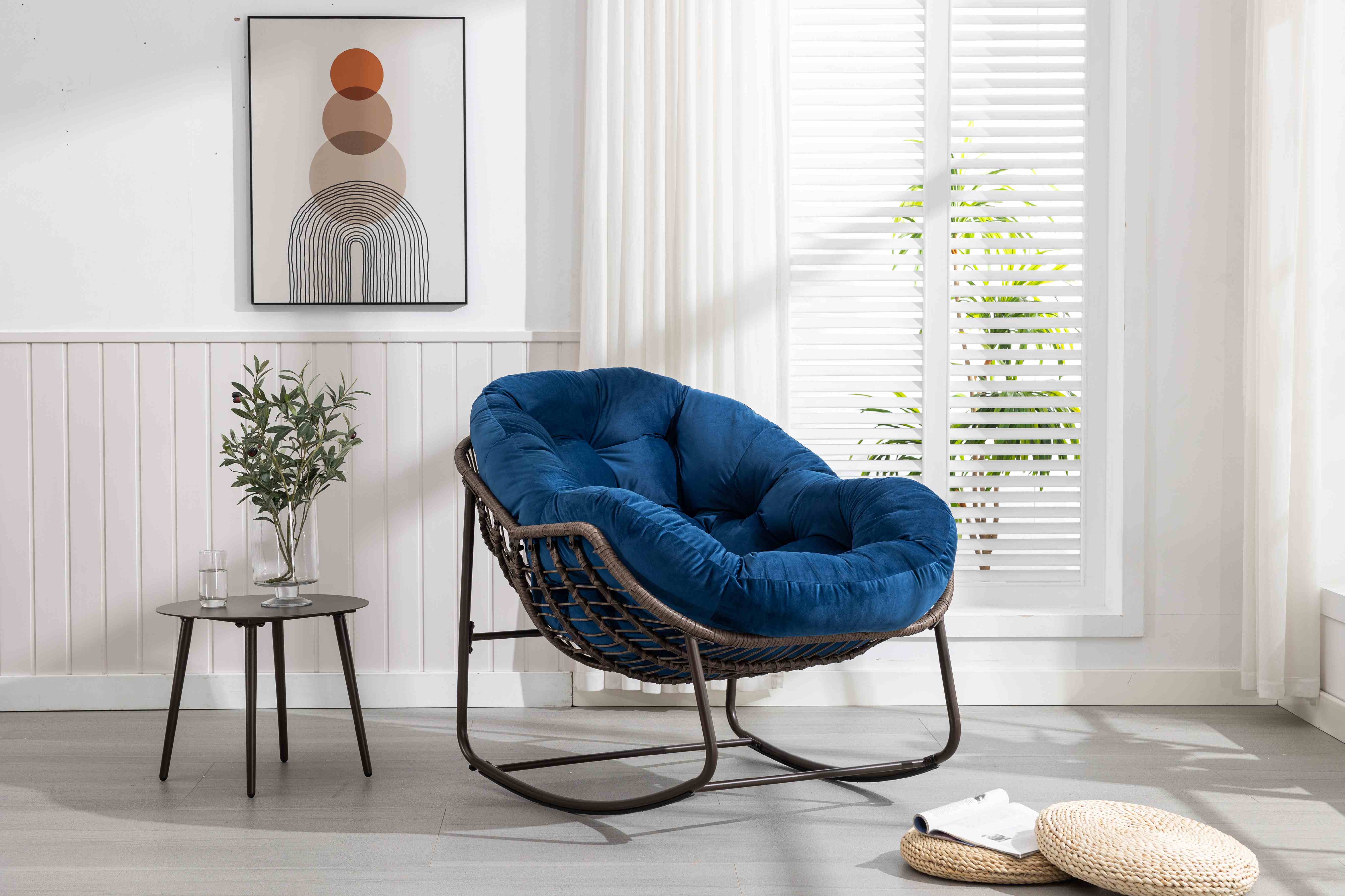 Confort coussin bleu marine fauteuil bascule