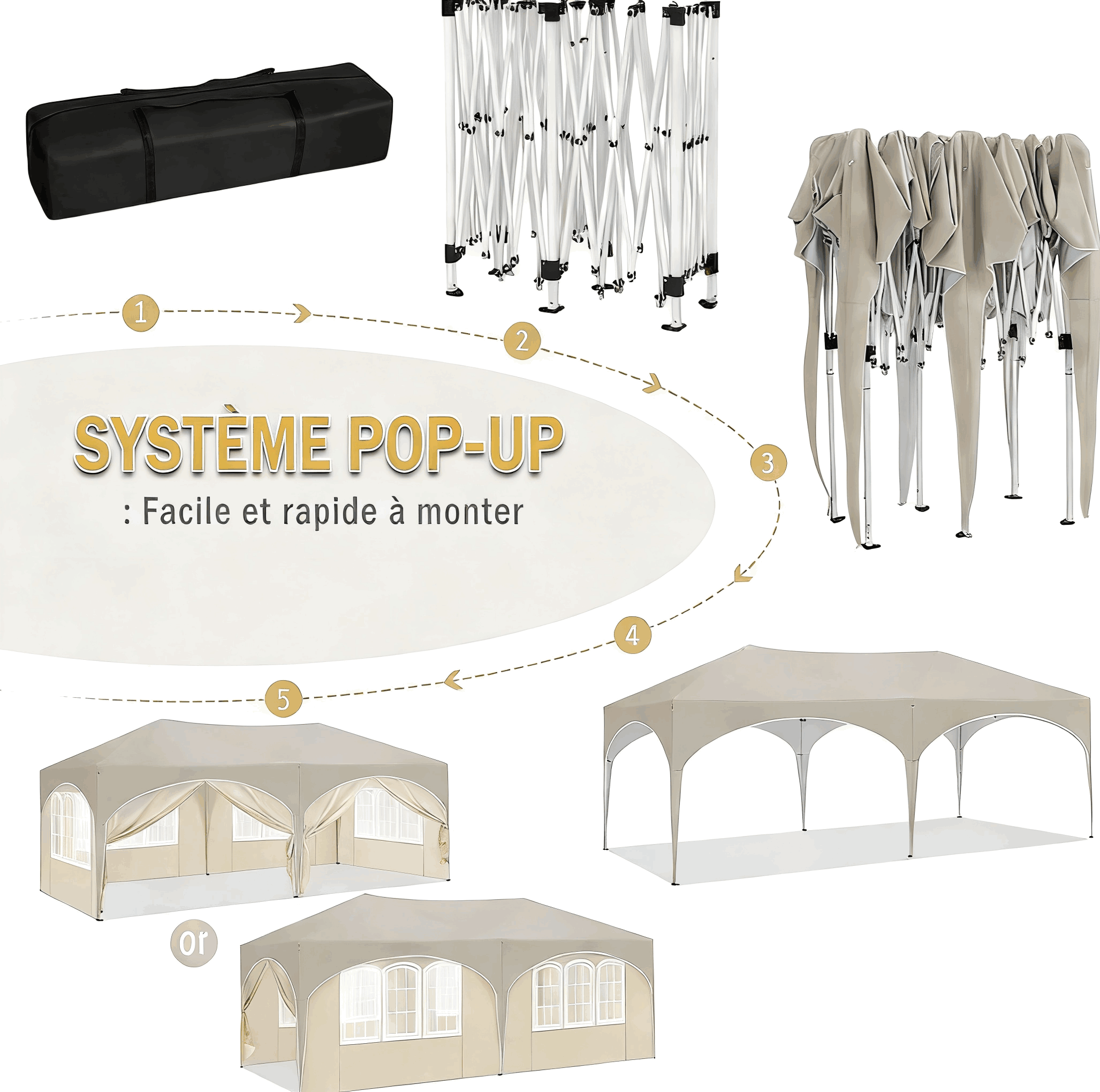 Gazebo 3x6m Beige