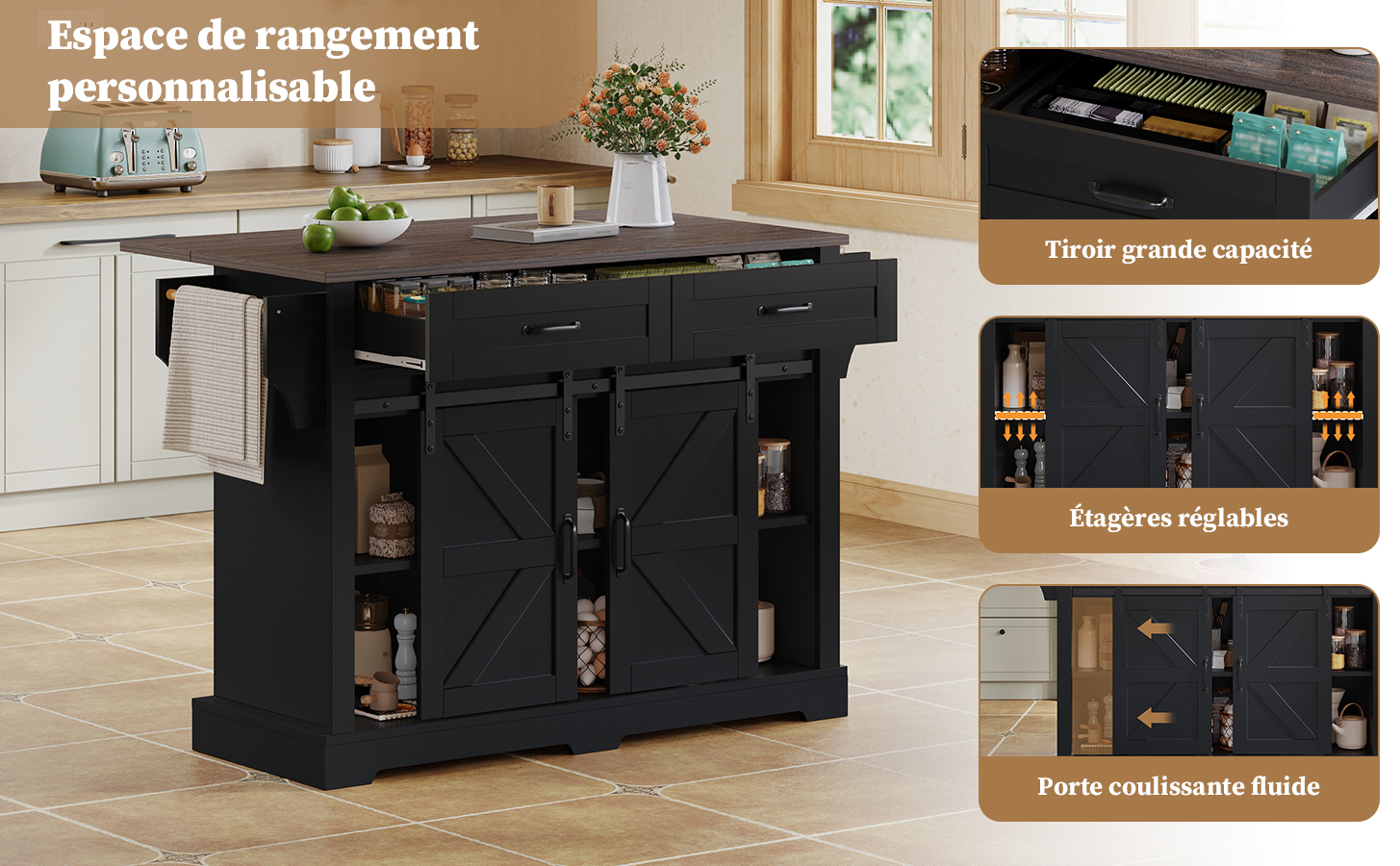 Chariot plateau rabattable extensible stabilité 3 points