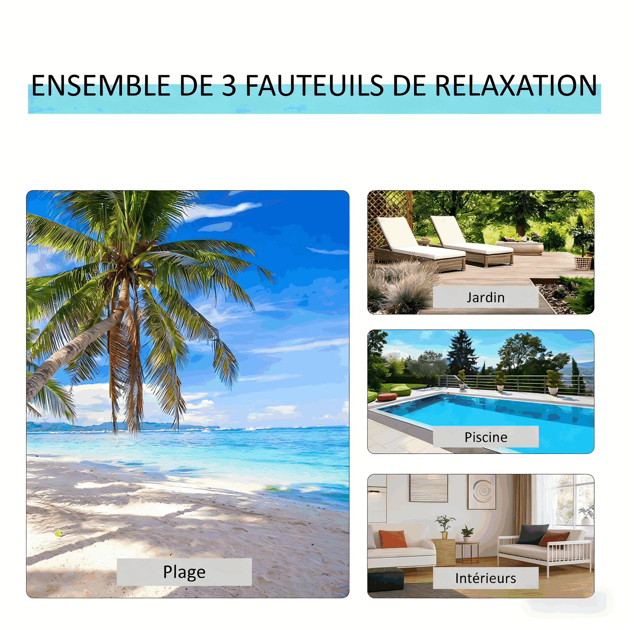 Dimensions du transat de jardin assemblé