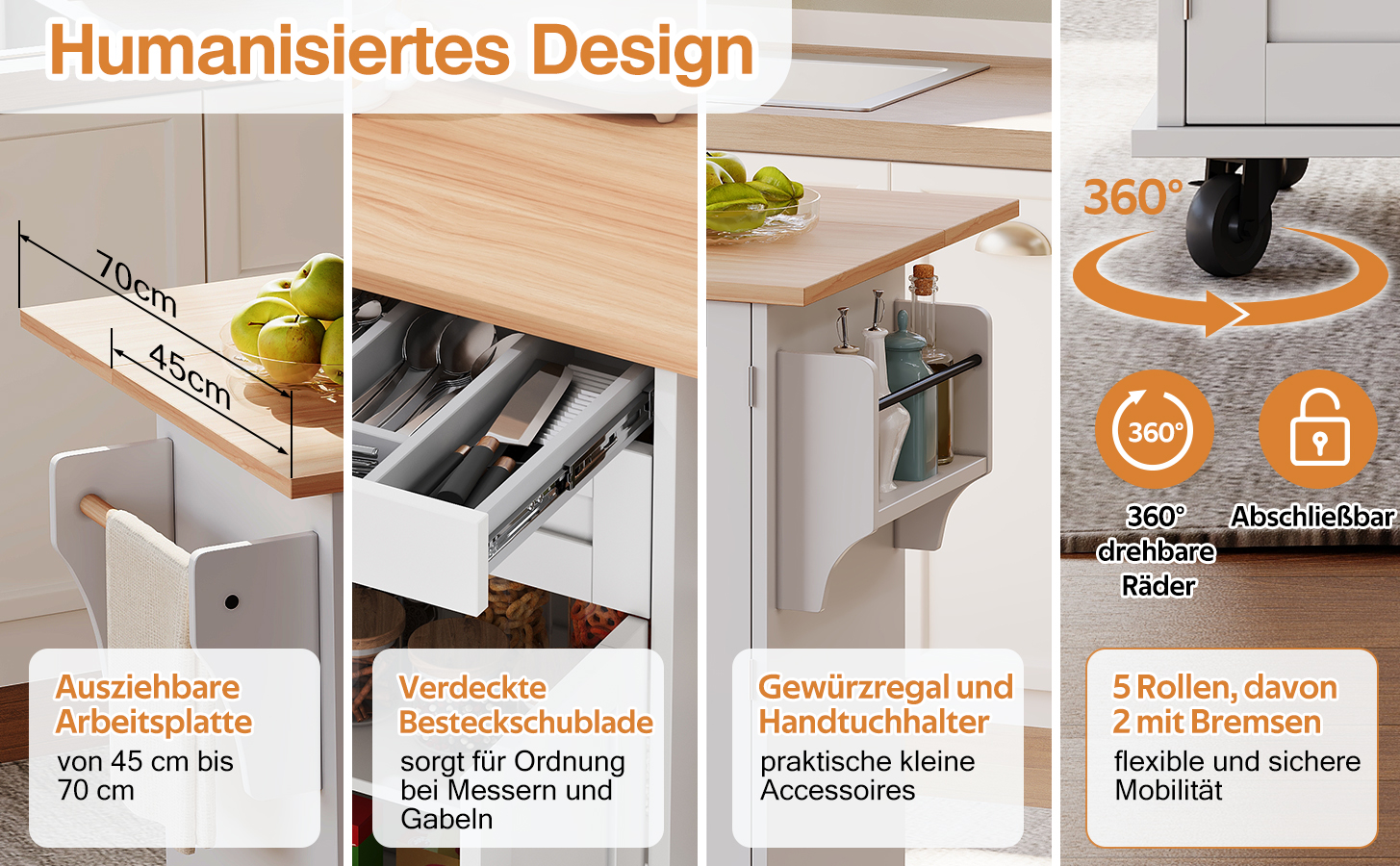 Details zu Rollen, Handtuchhalter und Gewürzregal