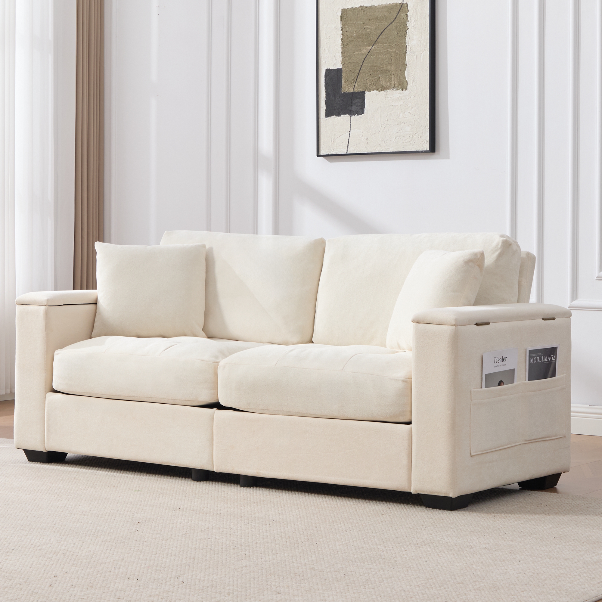 Détail tissu chenille beige
