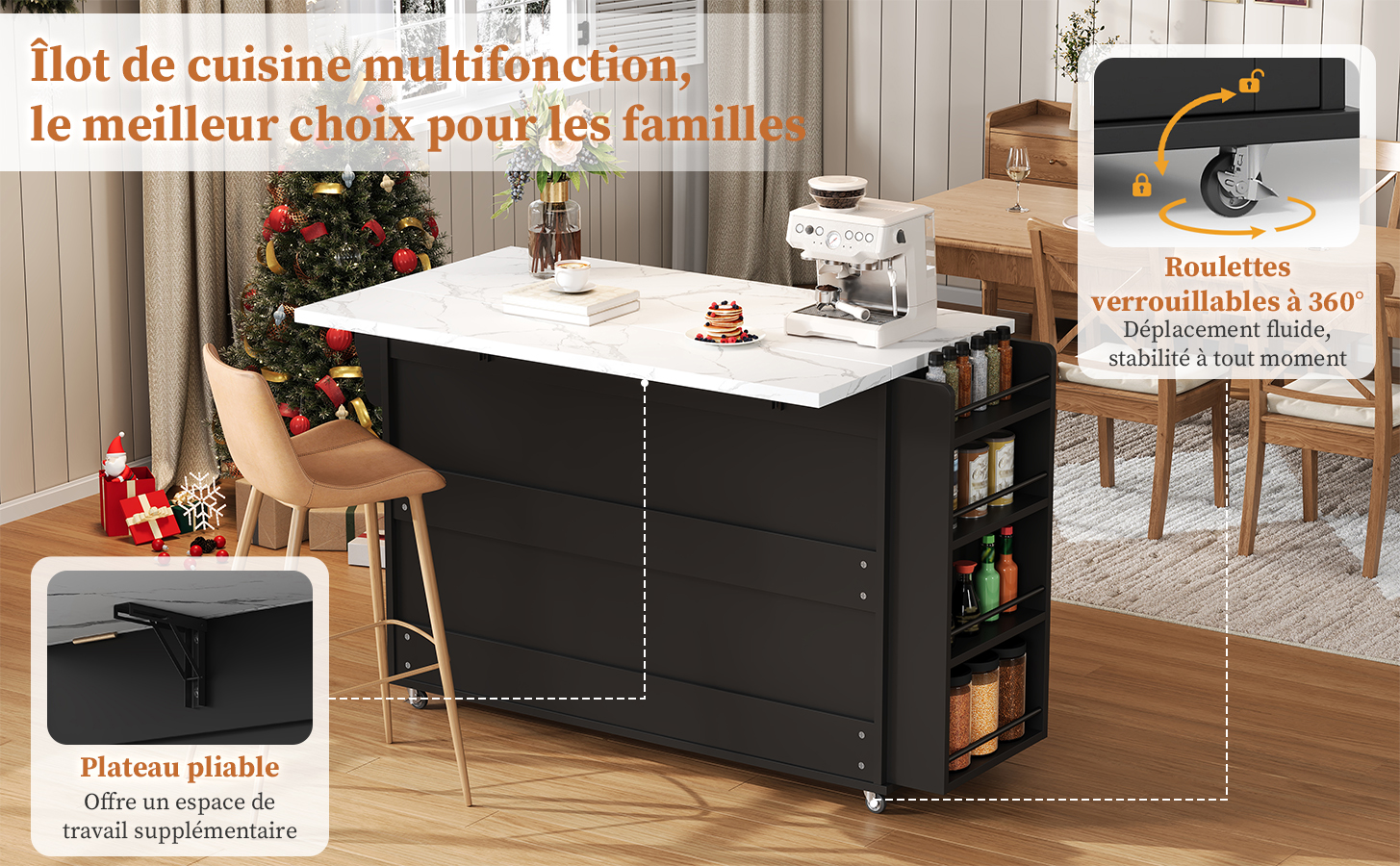 Chariot plateau rabattable extension 45-70cm