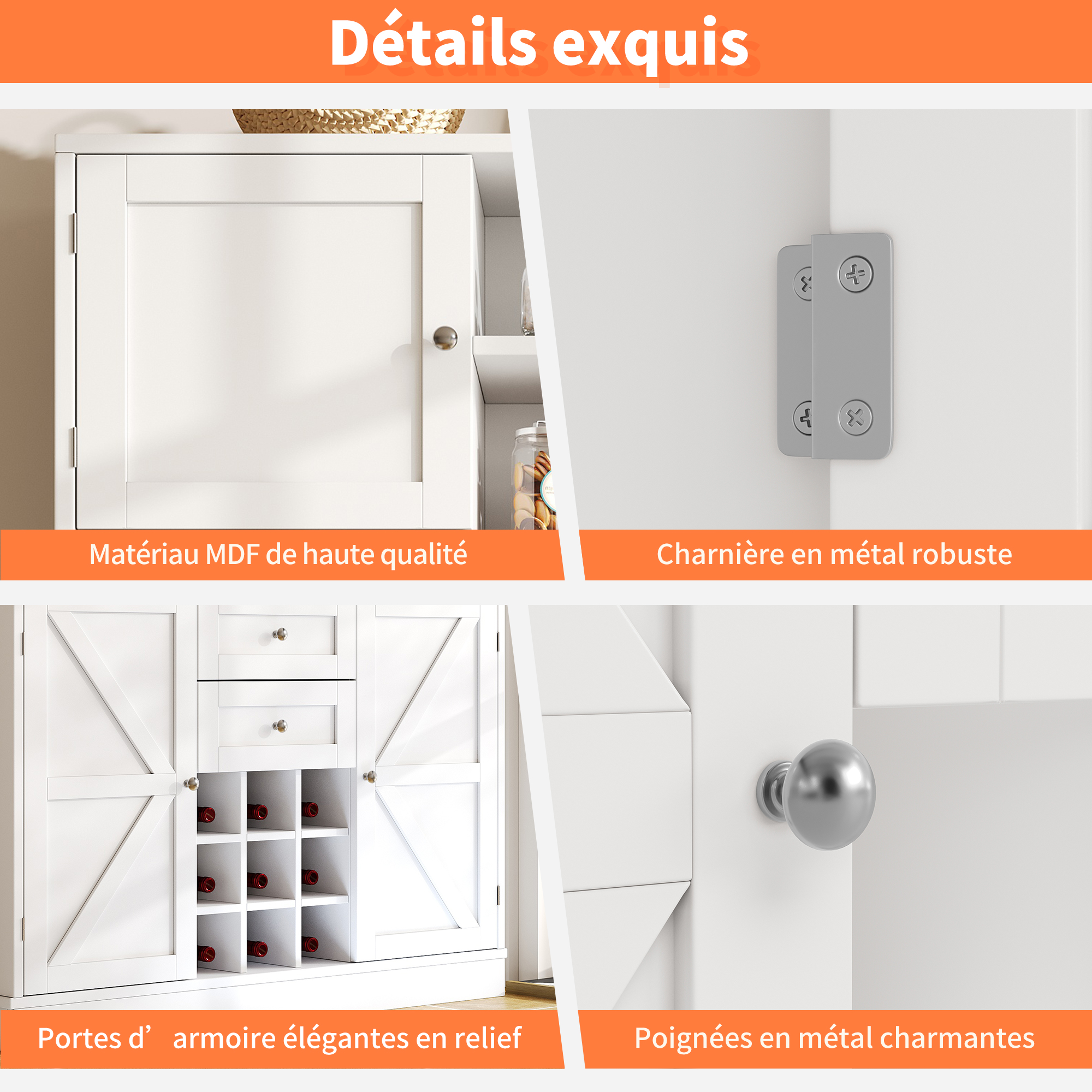 Buffet blanc tablettes réglables