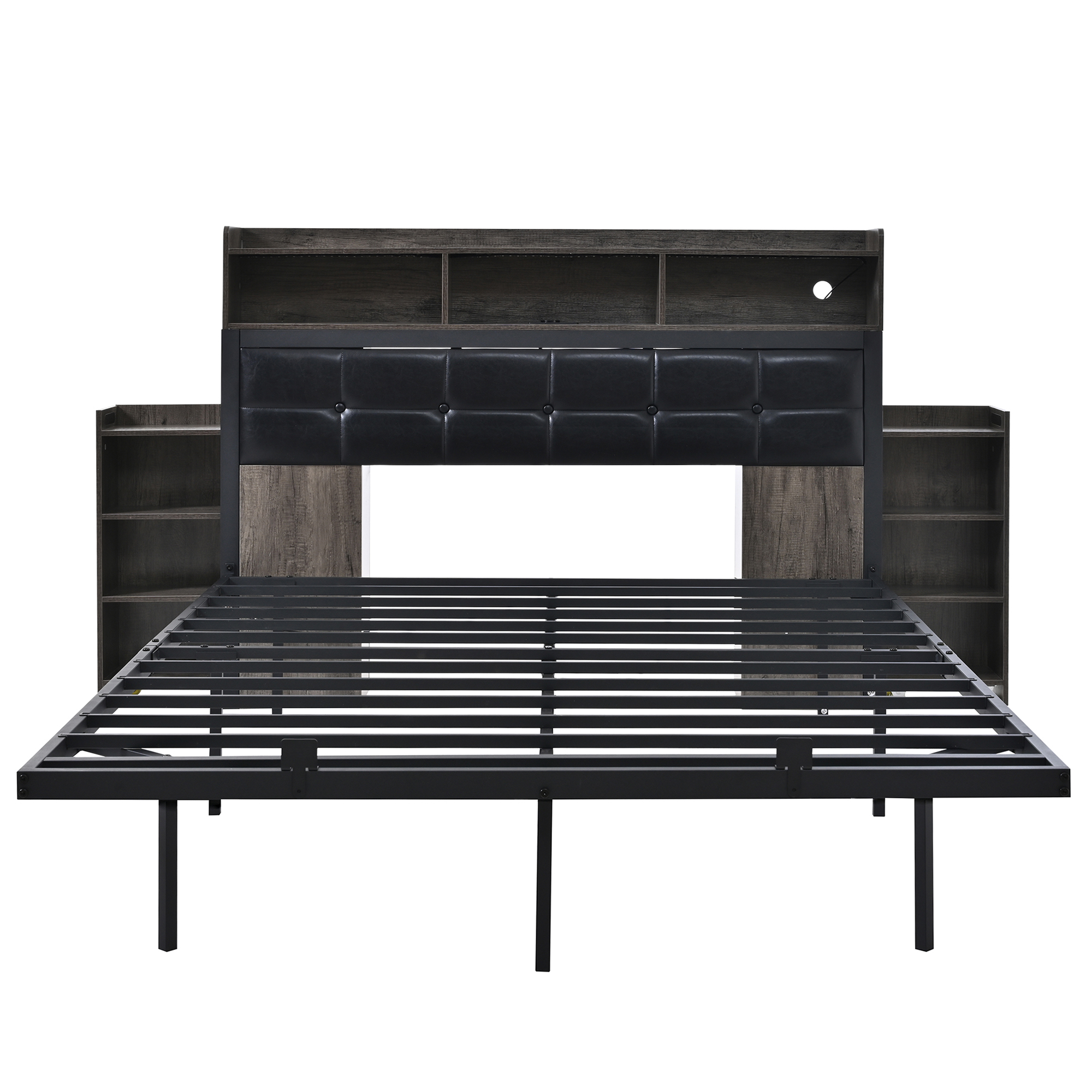 Lit double polyvalent avec table de chevet à rangement