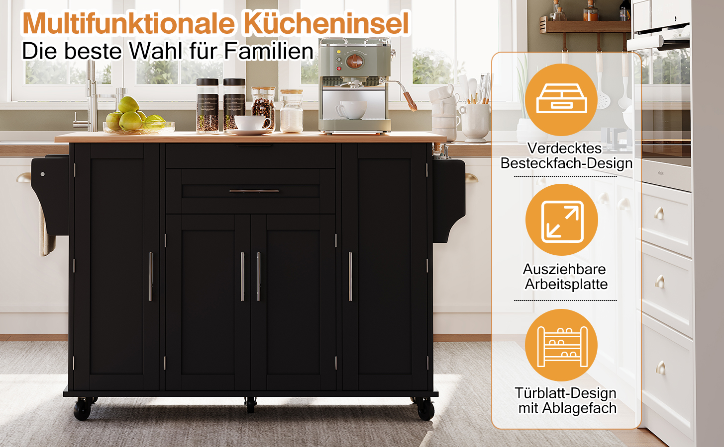 Innenaufbau mit verstellbaren Einlegeböden und Fächern
