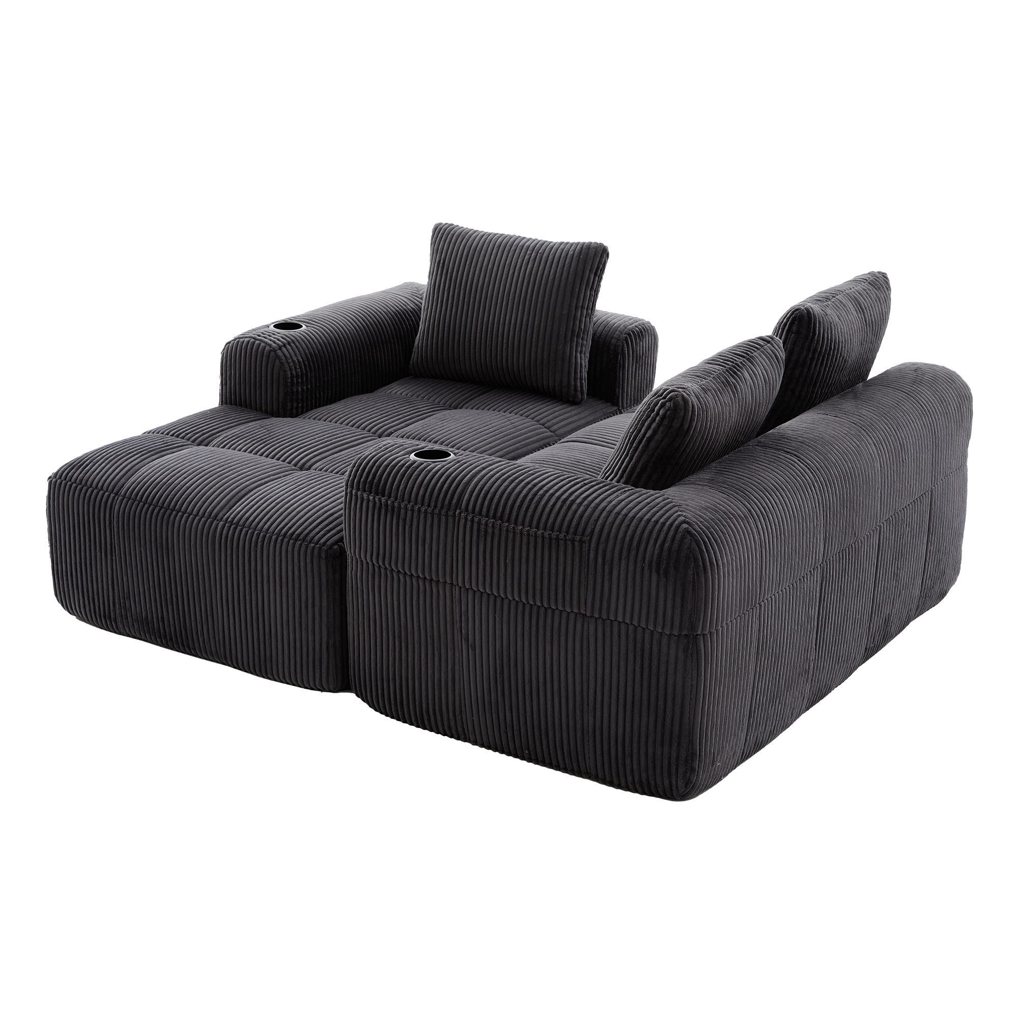 Sofa rétro velours vue 2
