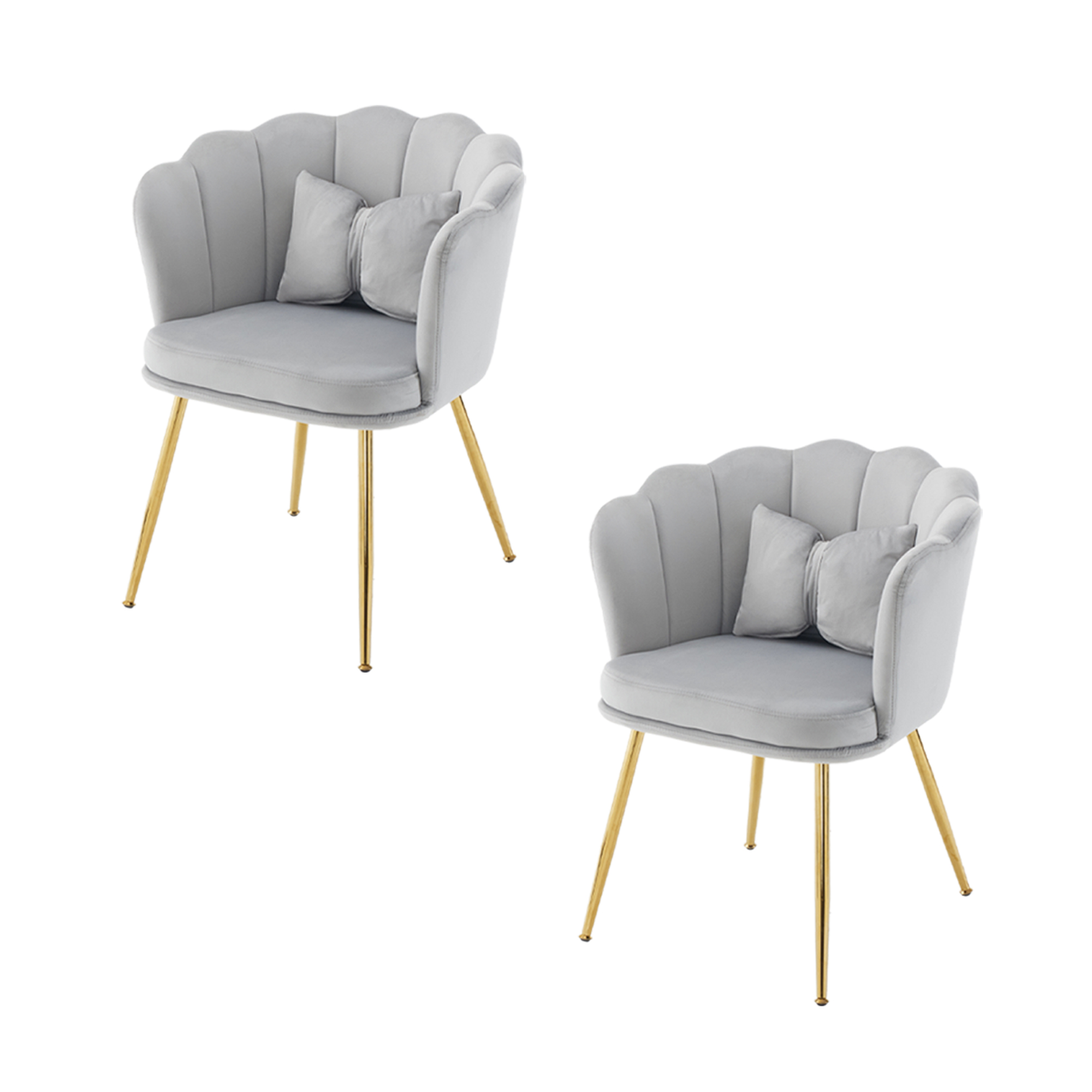 Lot de 2 fauteuils velours vert design pétale