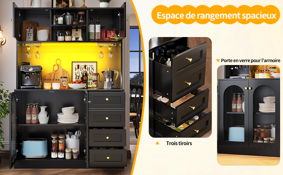Buffet porte verre cannelé