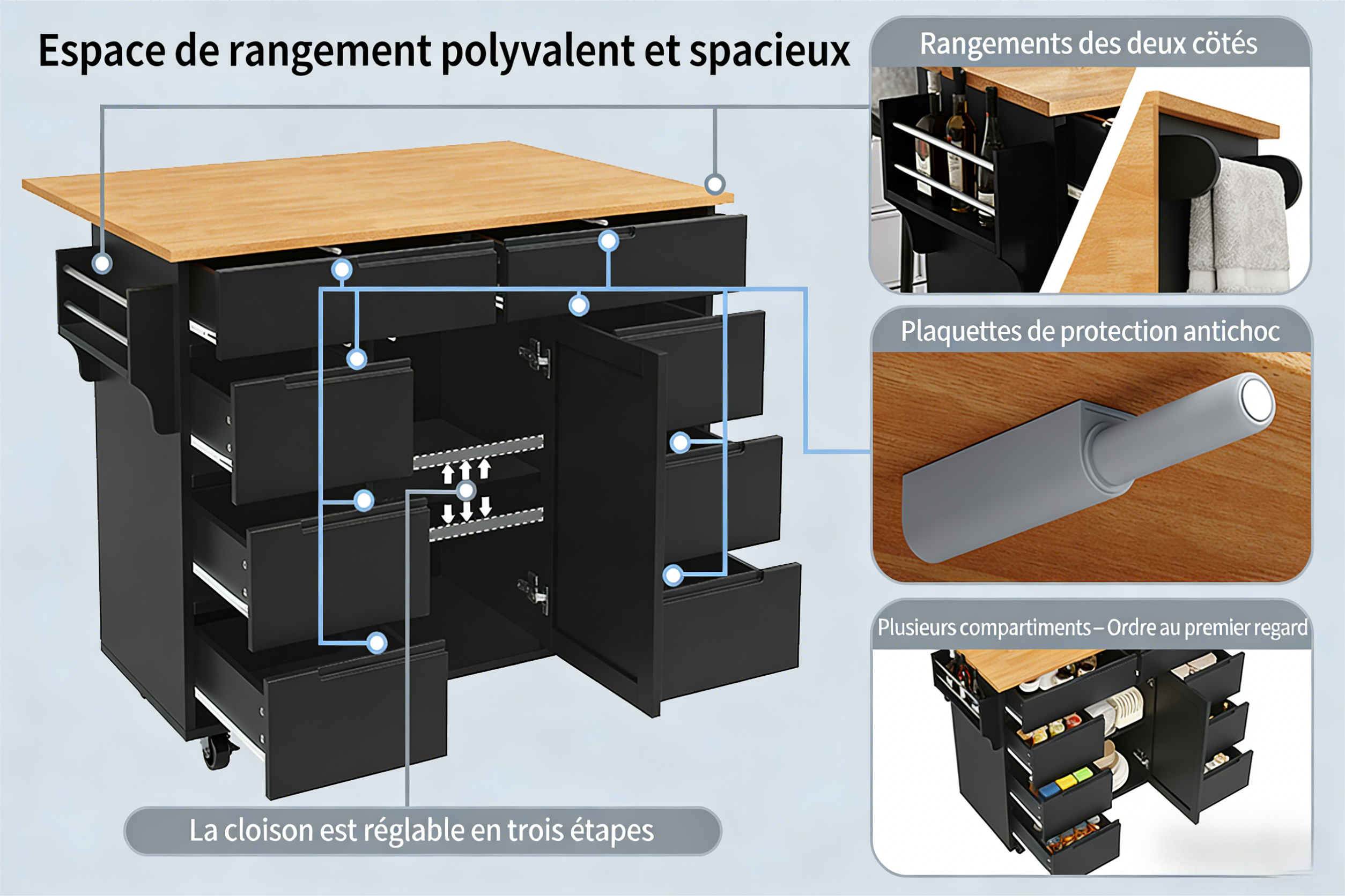 Îlot de cuisine mobile - vue 4