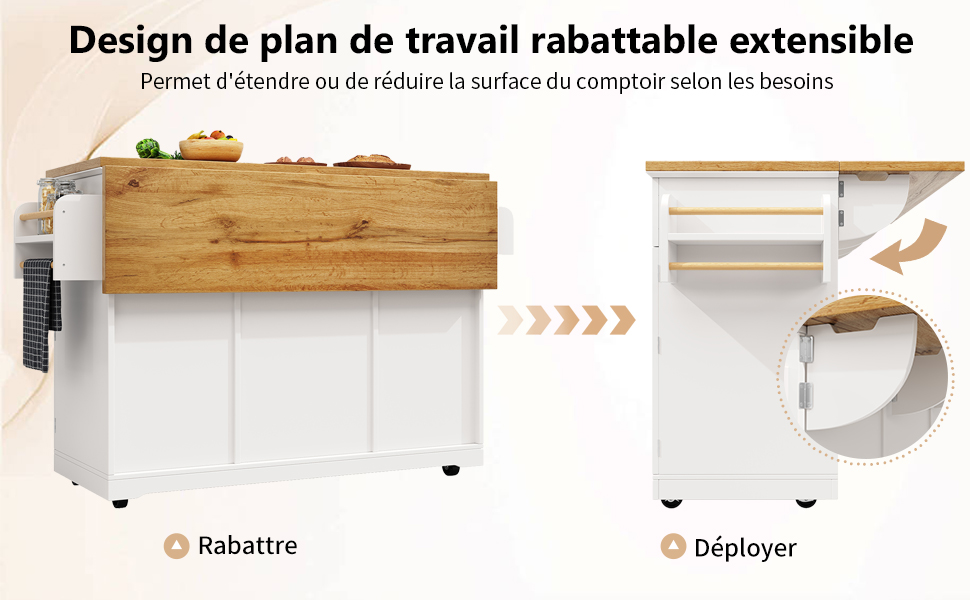 Îlot de cuisine avec rangement - vue 3