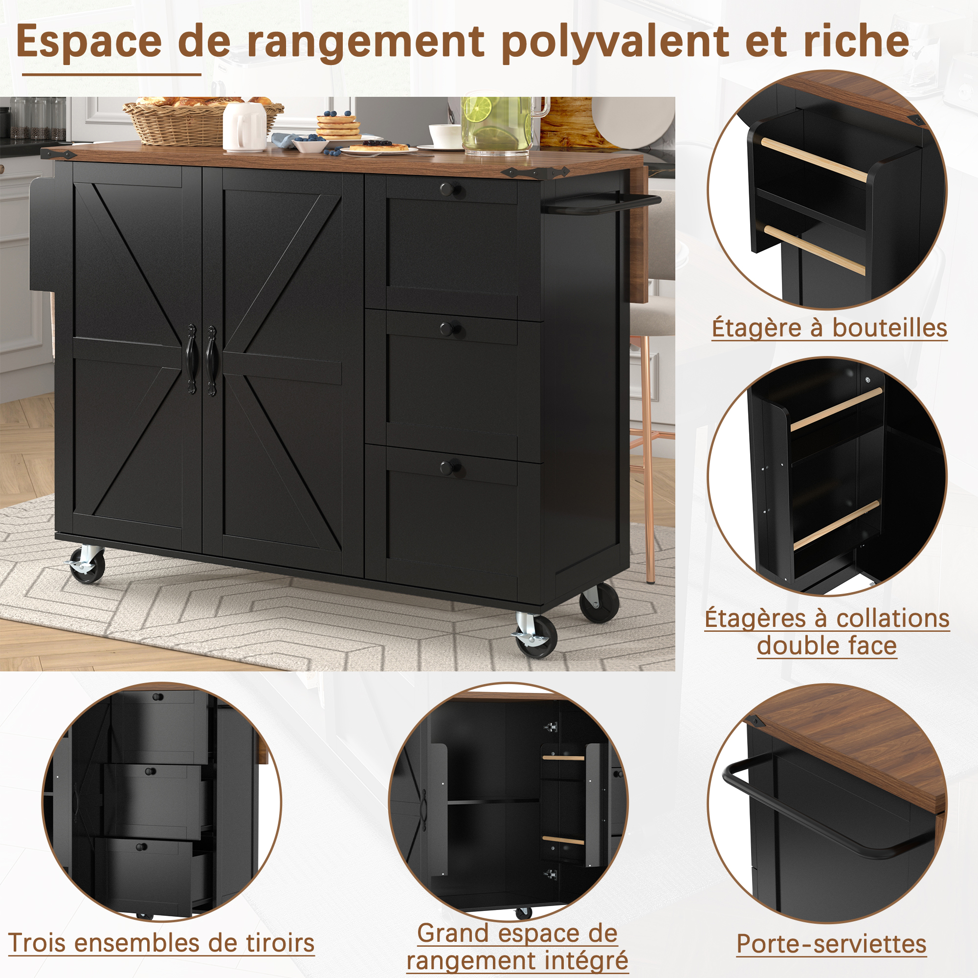 Mini bar avec plateau déployé