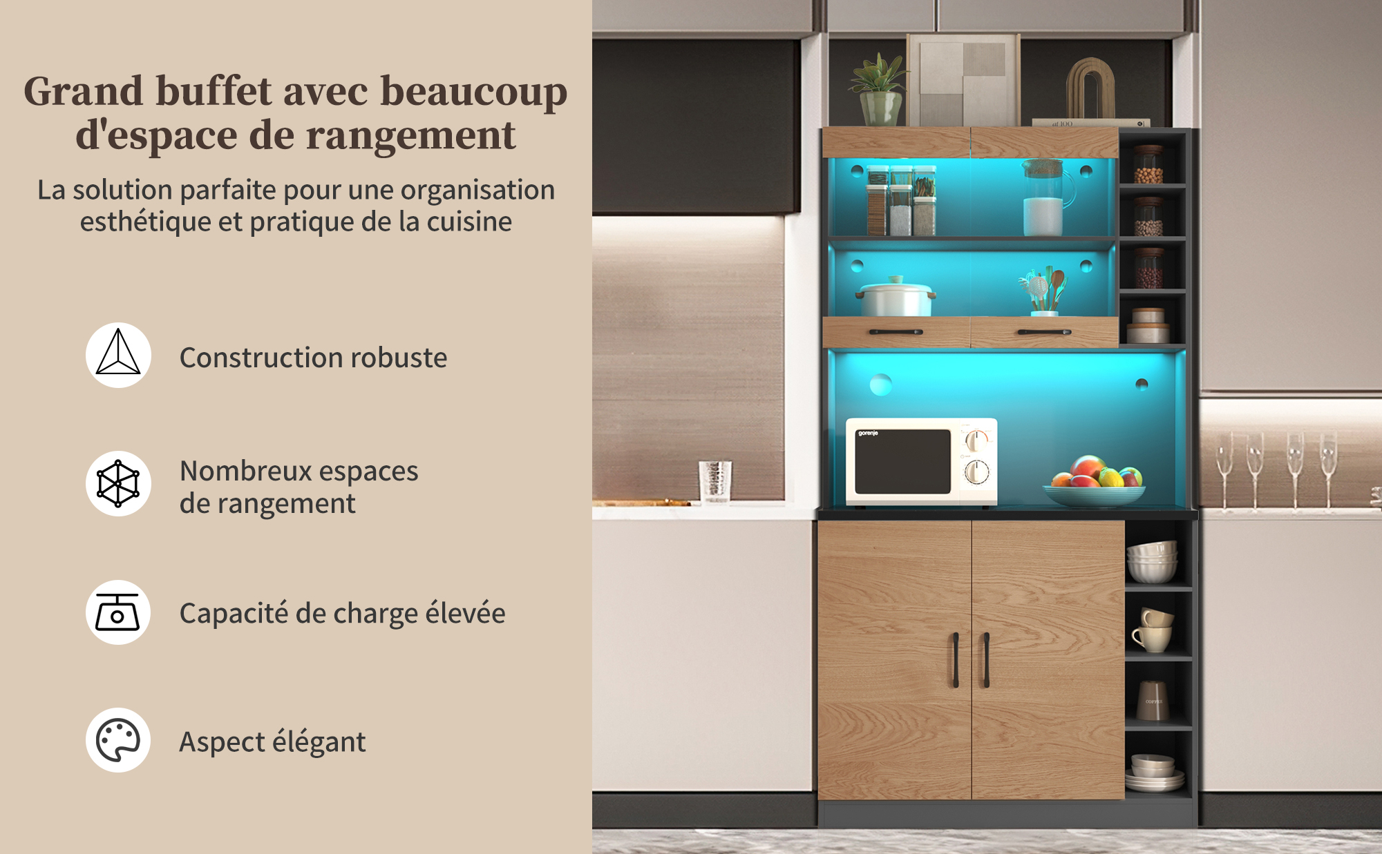 Armoire de cuisine moderne avec éclairage LED