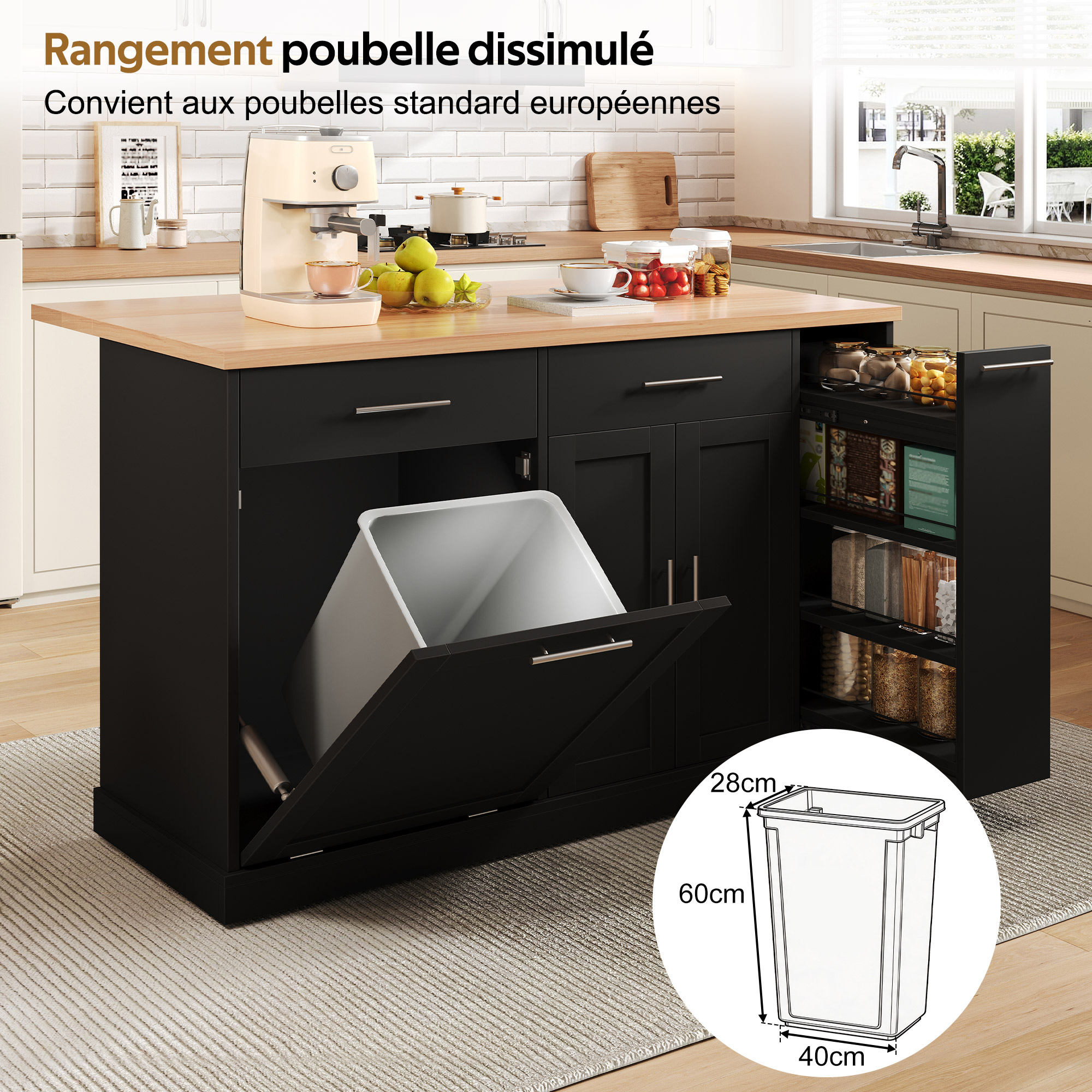 Rangement intelligent étagère à épices et tiroirs