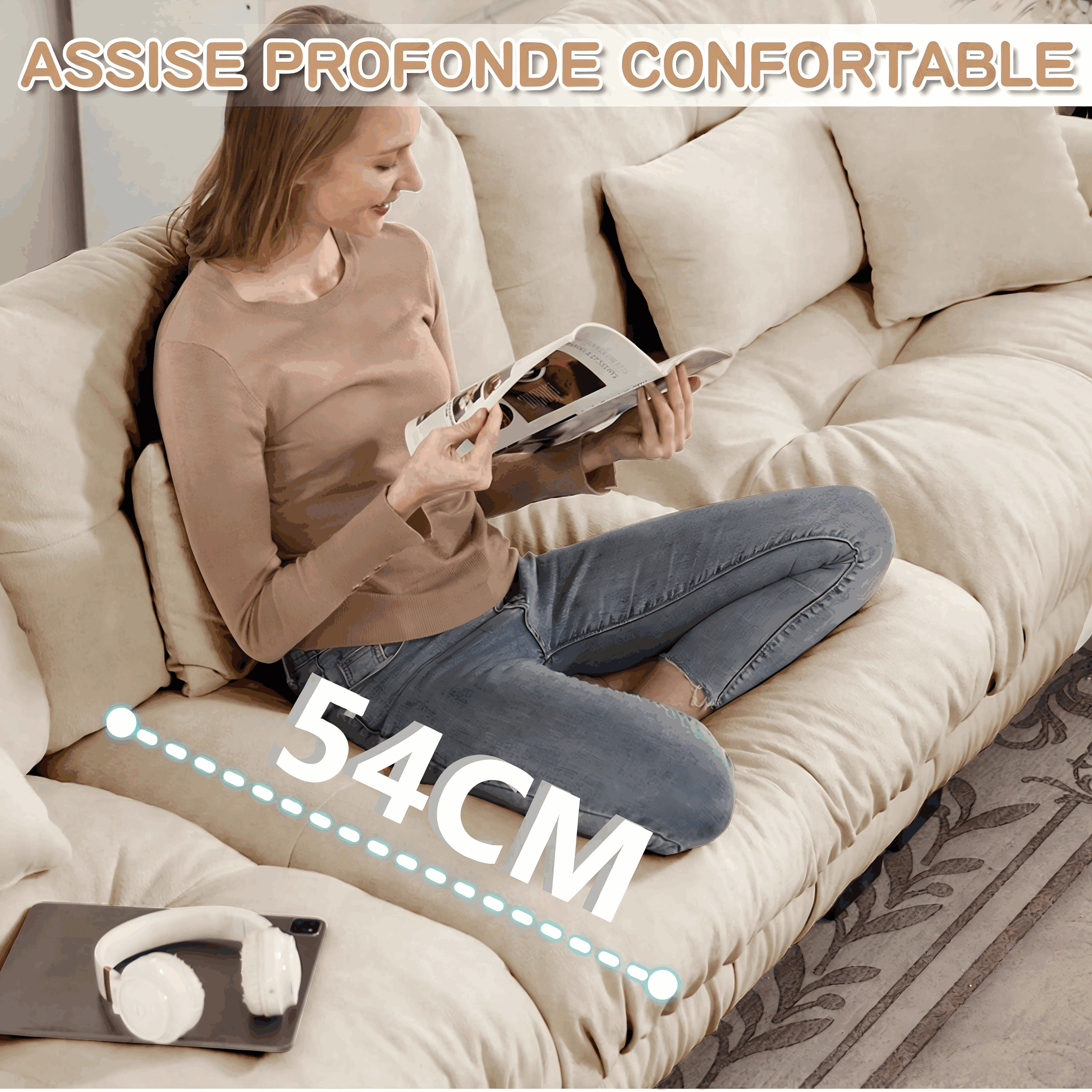 Canapé modulaire dimensions 220x145x81 cm